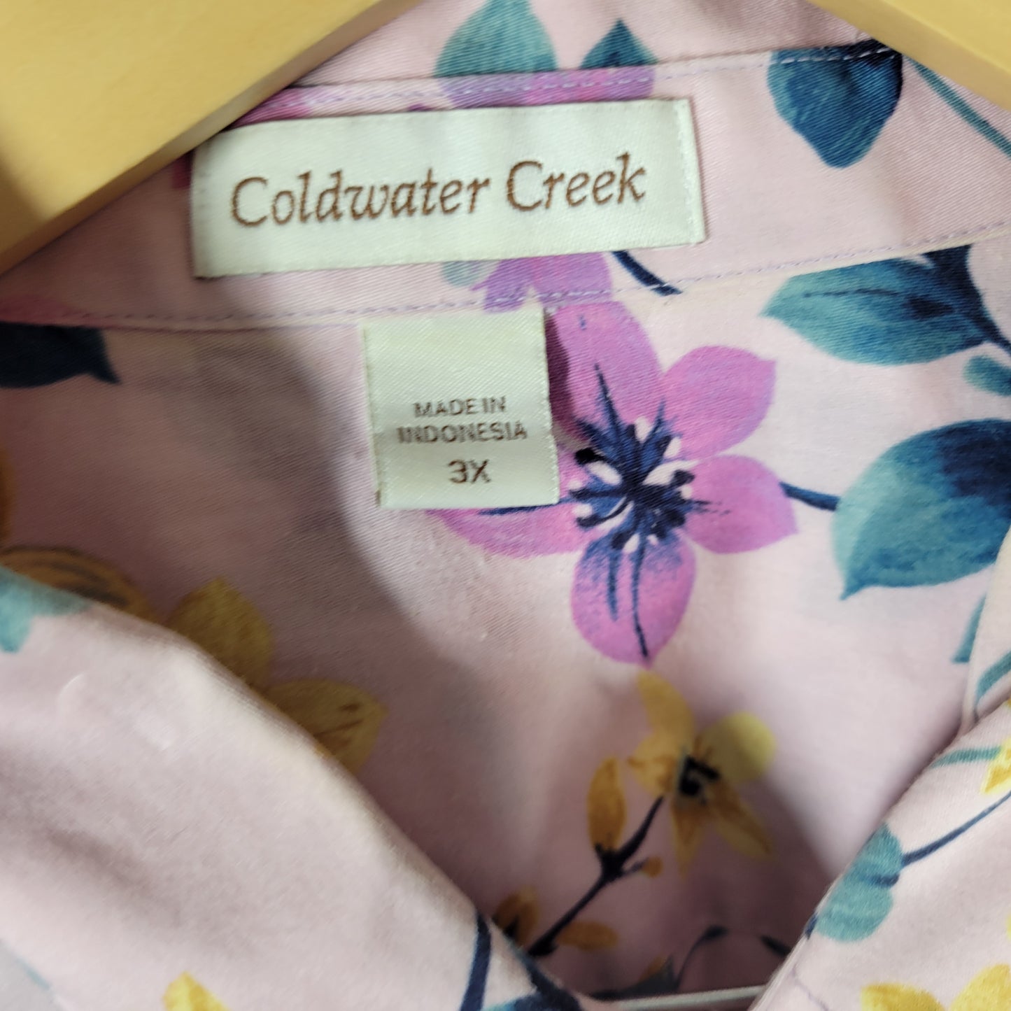 Coldwater Creek Womens Top 3X Floral Button Up Shirt 100% Cotton FLO253XE