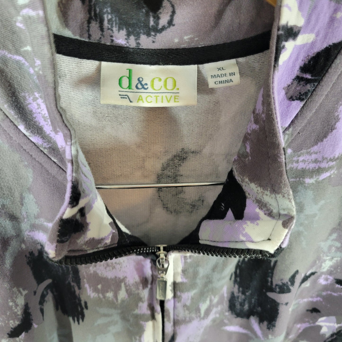 Denim & Co Active Womens Top XL Watercolor Full Zip Sleeveless High Neck WAT5E