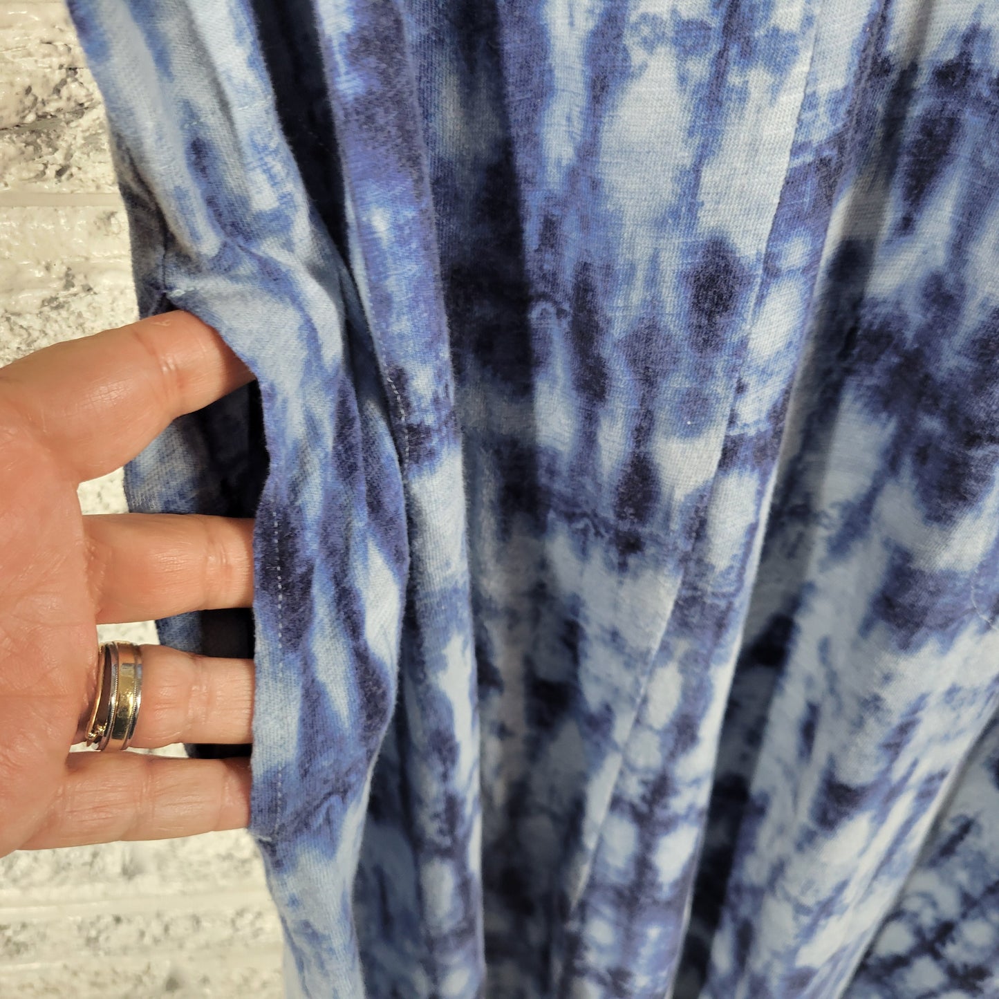 Denim & Co Naturals XL Blue Tie Dye Shift Dress VNeck Sleeveless Pockets TIE21E