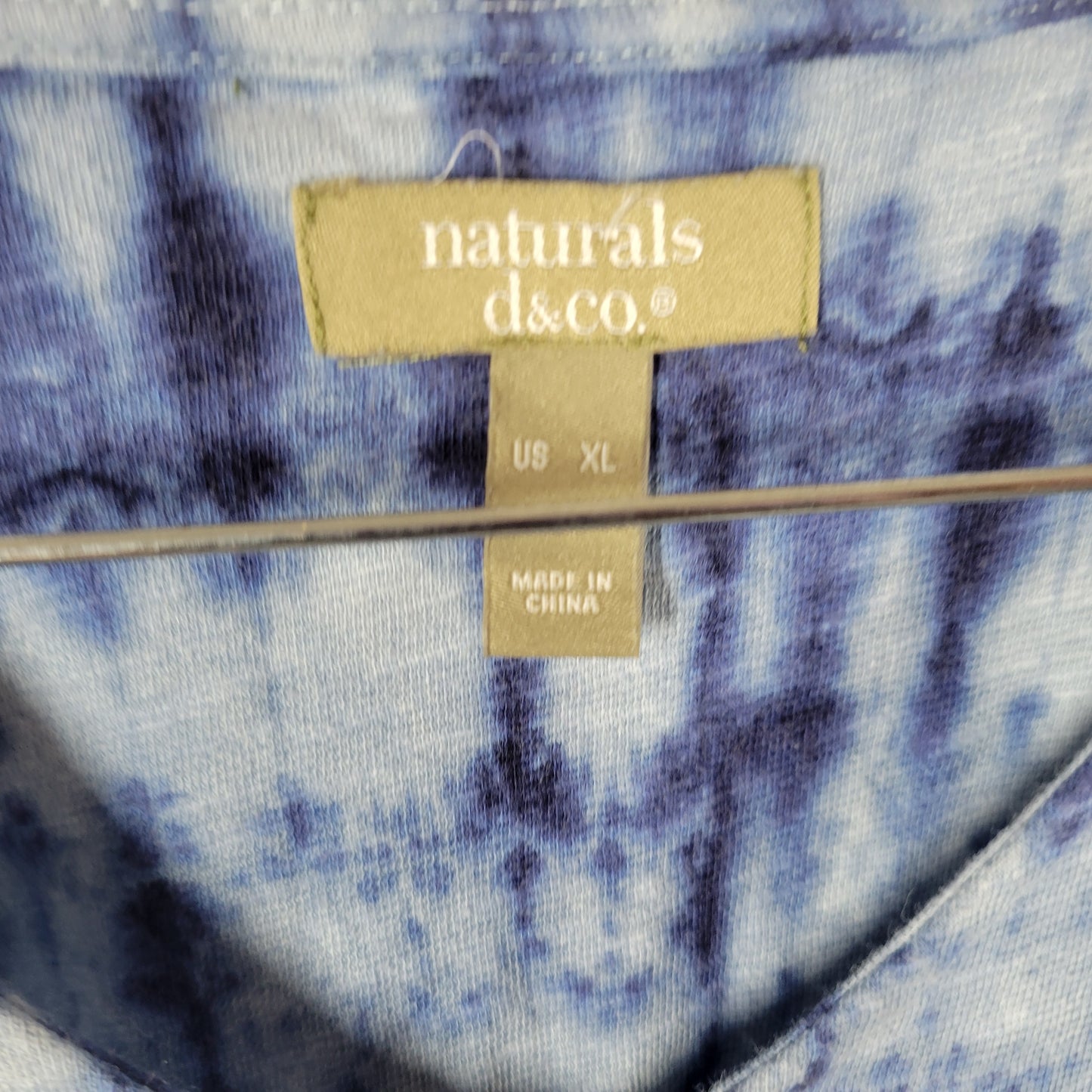 Denim & Co Naturals XL Blue Tie Dye Shift Dress VNeck Sleeveless Pockets TIE21E