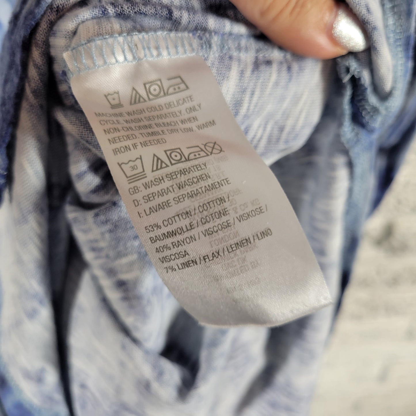 Denim & Co Naturals XL Blue Tie Dye Shift Dress VNeck Sleeveless Pockets TIE21E