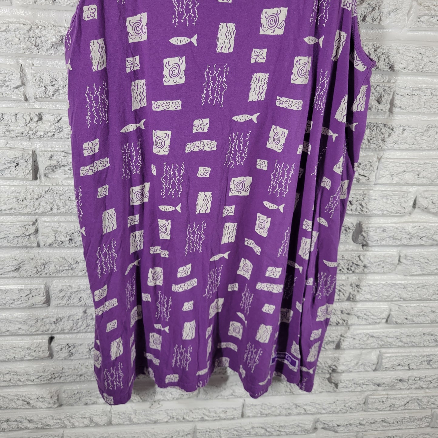 Sunshine Raised Ocean City Purple Fish Sea Life L/XL Dress Coverup PUR41E