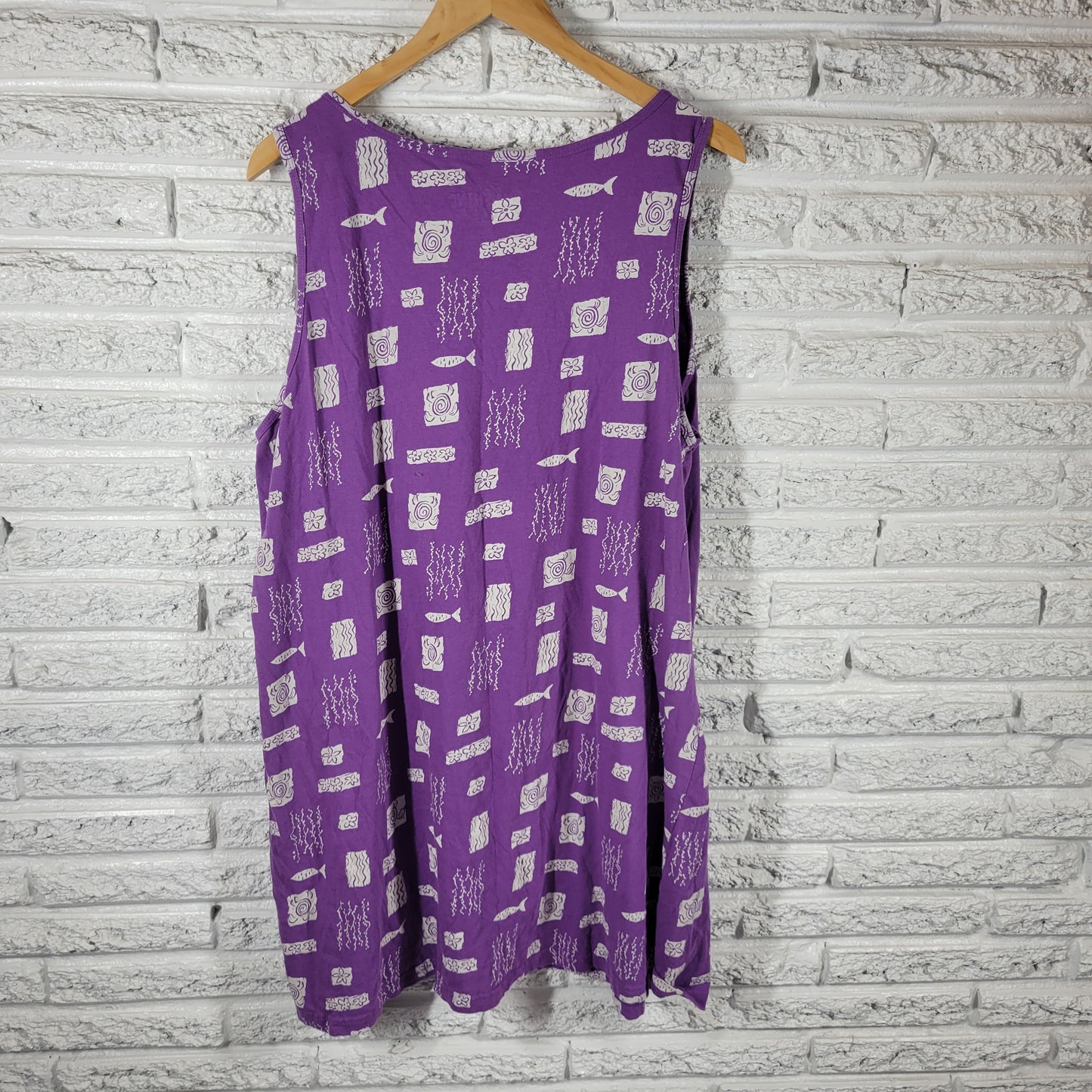Sunshine Raised Ocean City Purple Fish Sea Life L/XL Dress Coverup PUR41E