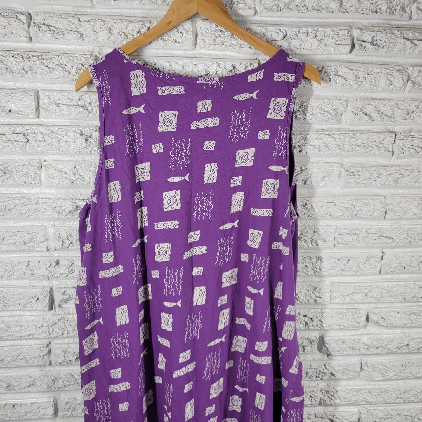 Sunshine Raised Ocean City Purple Fish Sea Life L/XL Dress Coverup PUR41E