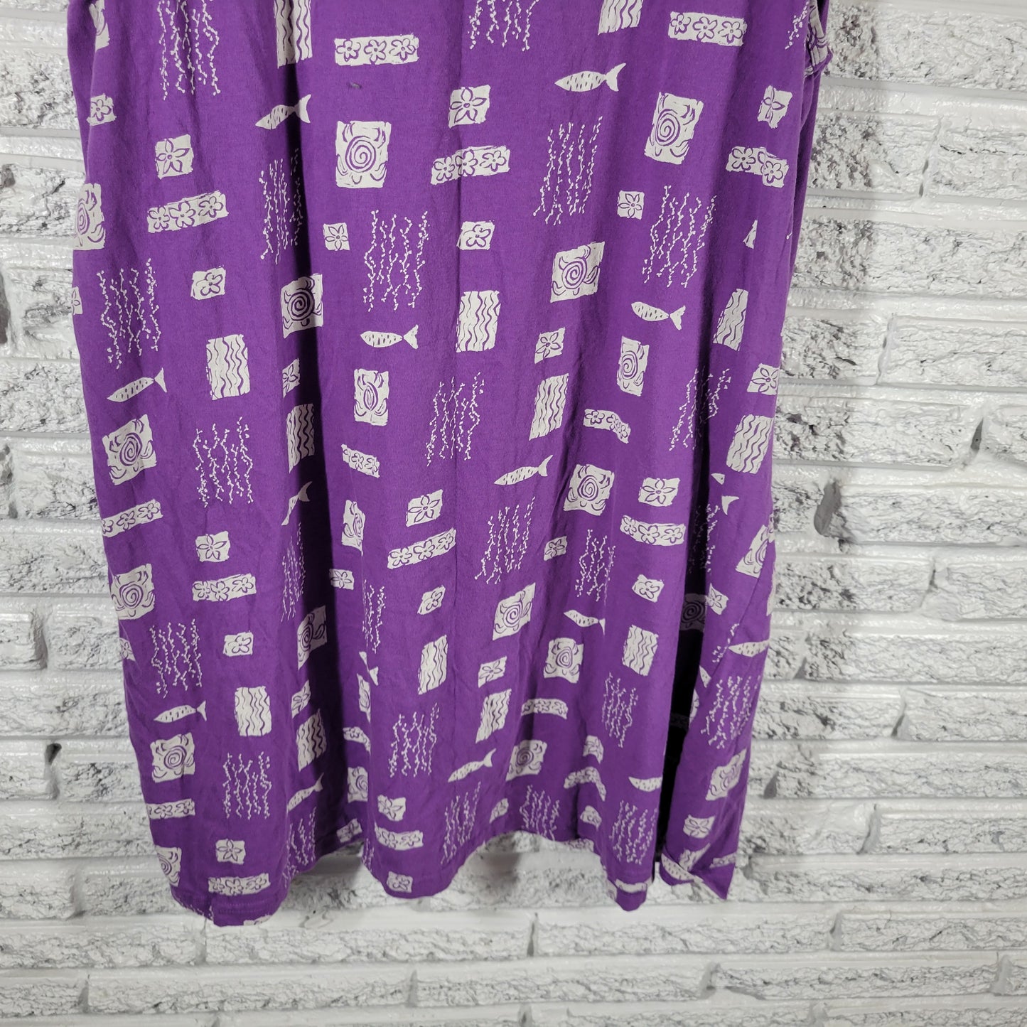 Sunshine Raised Ocean City Purple Fish Sea Life L/XL Dress Coverup PUR41E