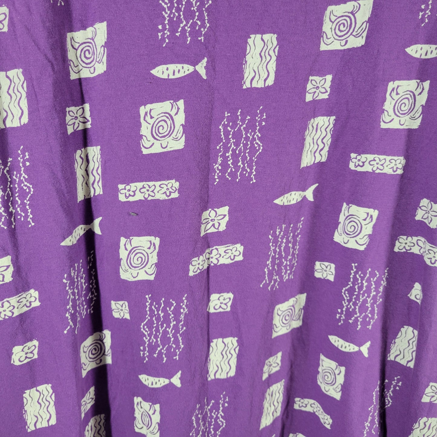Sunshine Raised Ocean City Purple Fish Sea Life L/XL Dress Coverup PUR41E