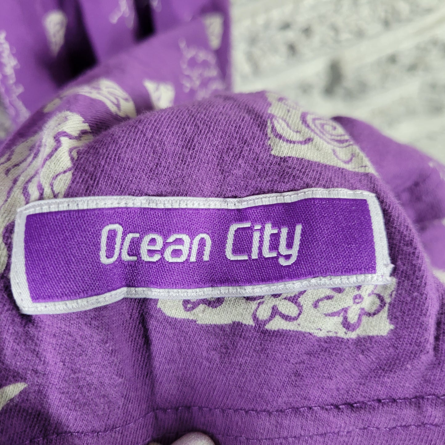 Sunshine Raised Ocean City Purple Fish Sea Life L/XL Dress Coverup PUR41E