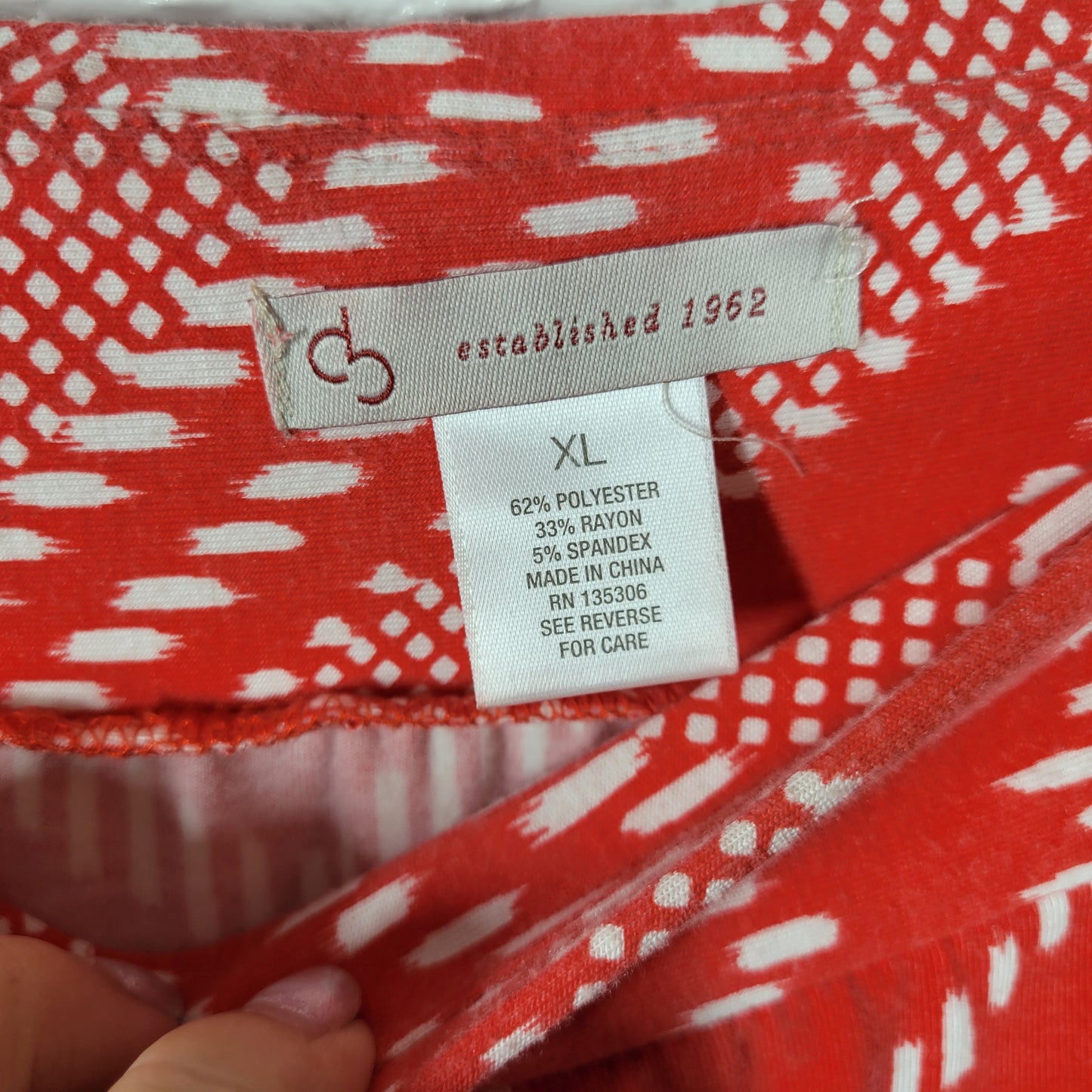 Dress Barn XL Maxi Skirt Red White Geometric Stretch Elastic Waist GEO158E