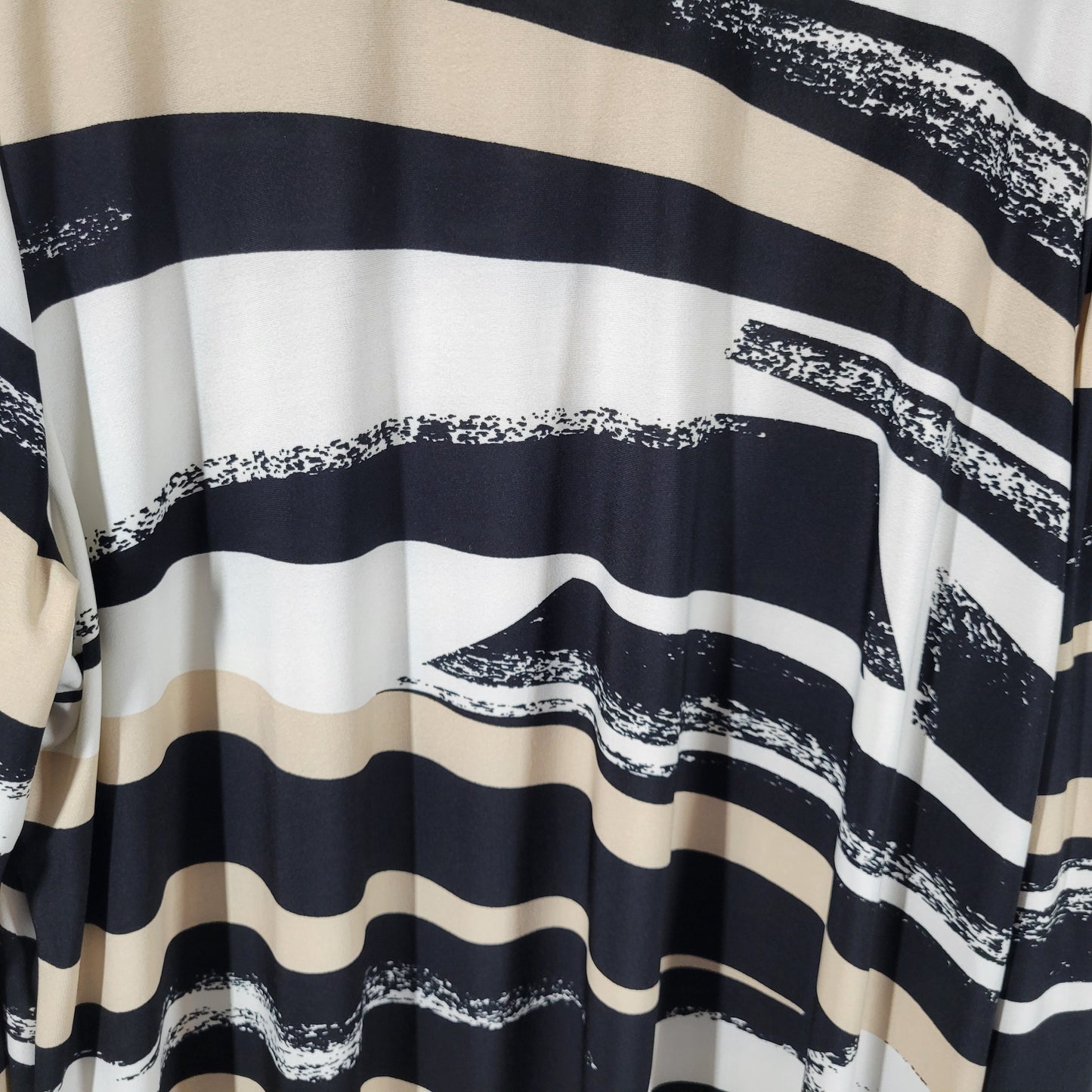Avenue 26-28 Black Beige Striped Tunic VNeck 3/4 Sleeve Plus Size Top STR95E