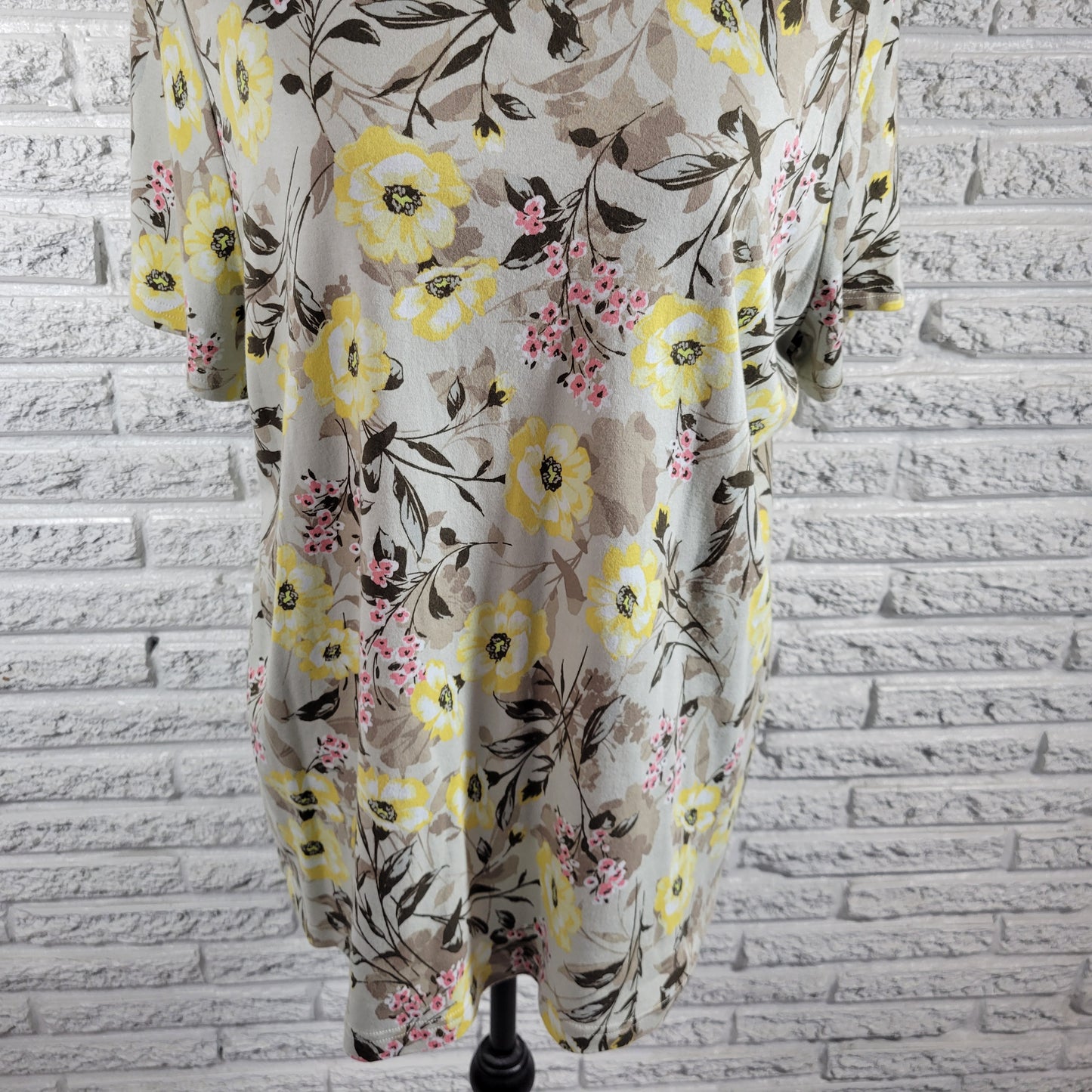 Croft & Barrow Classic Womens Tee 2X Floral 100% Cotton Crew Neck FLO221E