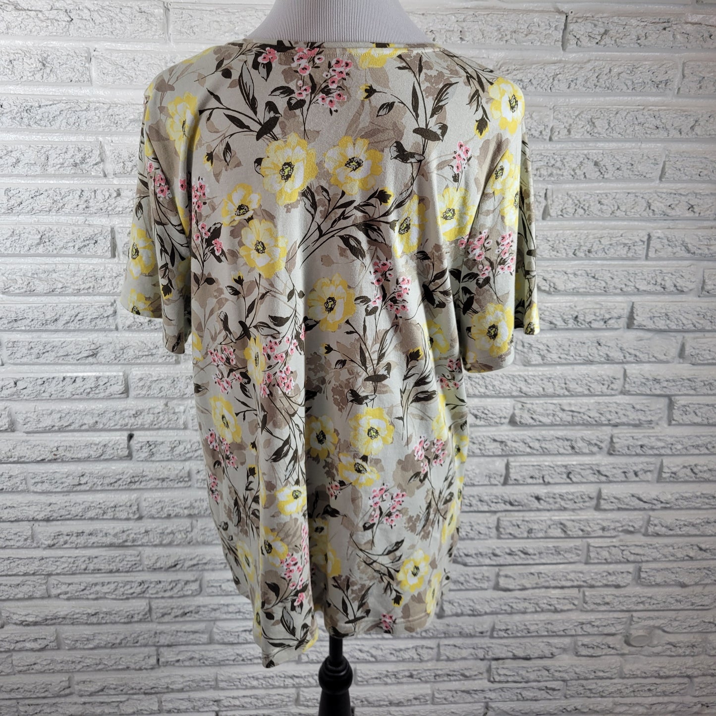 Croft & Barrow Classic Womens Tee 2X Floral 100% Cotton Crew Neck FLO221E