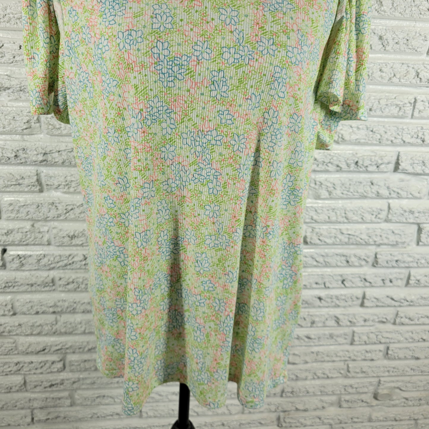 CJ Banks Womens Top 1X Ruffle Sleeve Floral V-Neck Blouse Knit Pullover FLO278E