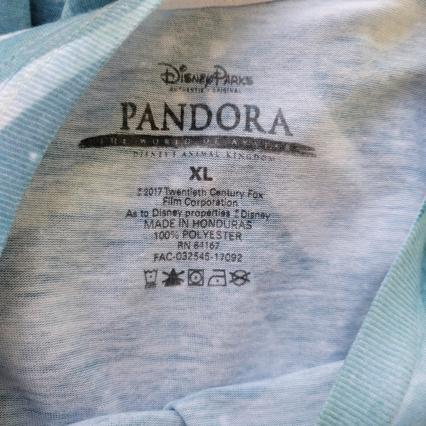 Disney Pandora Womens Tee XL Blue Animal Print Short Sleeve T-Shirt BLU75E