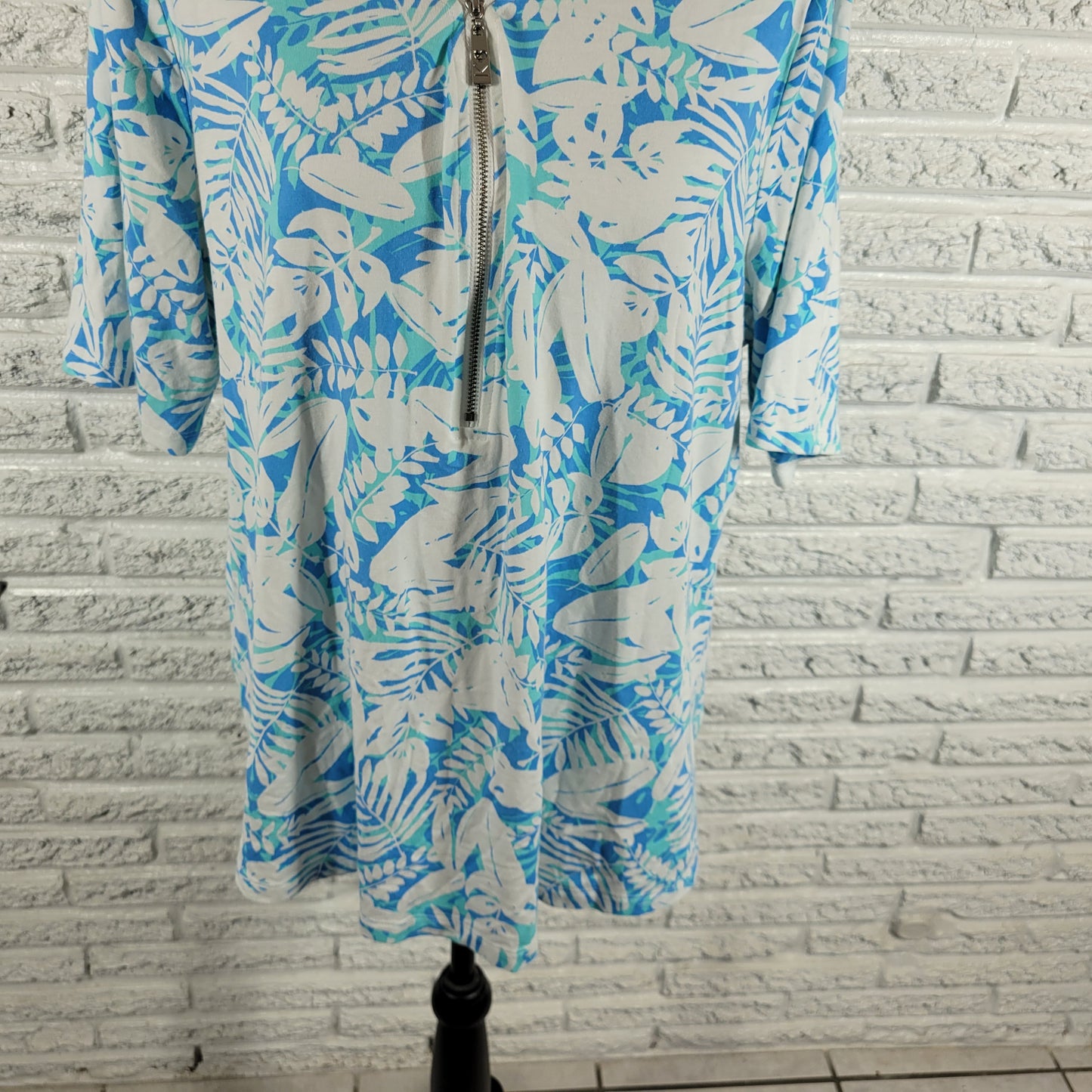 Belle Kim Gravel Womens Tee XL Blue White Floral Cotton Blend T-Shirt FLO275XE