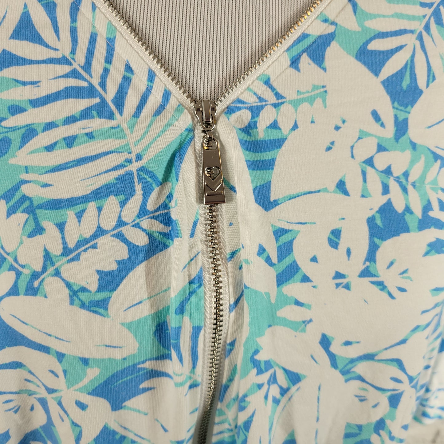 Belle Kim Gravel Womens Tee XL Blue White Floral Cotton Blend T-Shirt FLO275XE