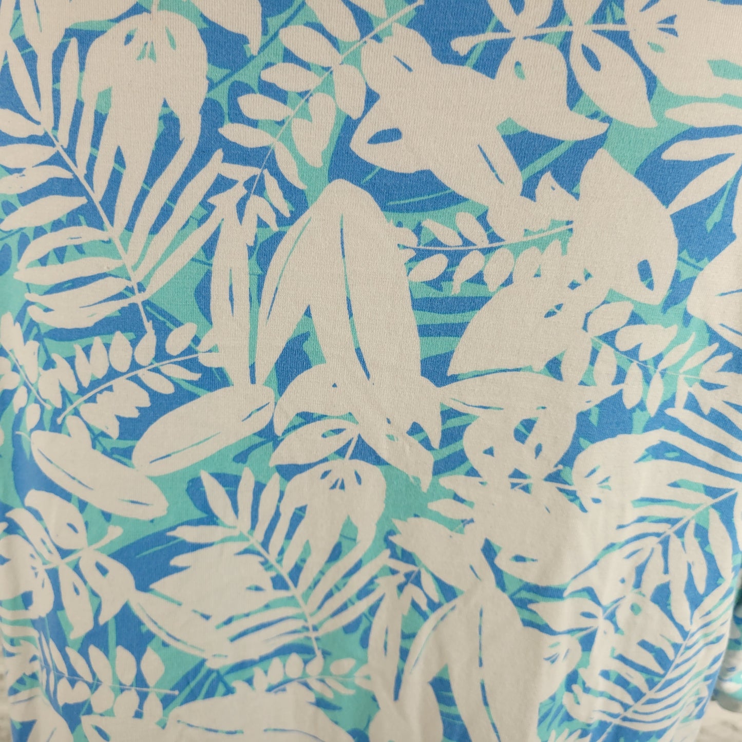 Belle Kim Gravel Womens Tee XL Blue White Floral Cotton Blend T-Shirt FLO275XE