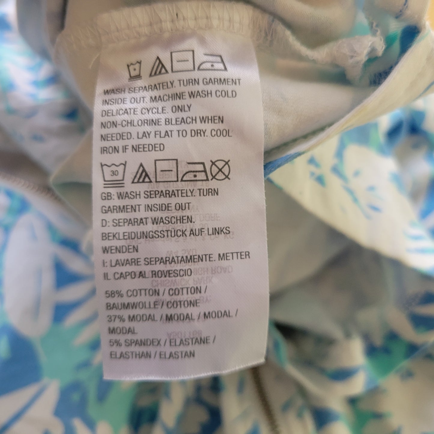 Belle Kim Gravel Womens Tee XL Blue White Floral Cotton Blend T-Shirt FLO275XE