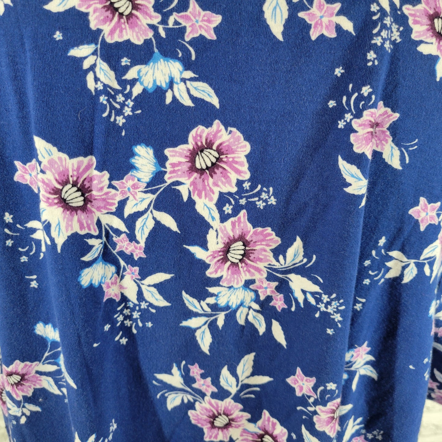 Croft & Barrow Classic Womens Tee 2X Blue Purple Floral 100% Cotton FLO275E