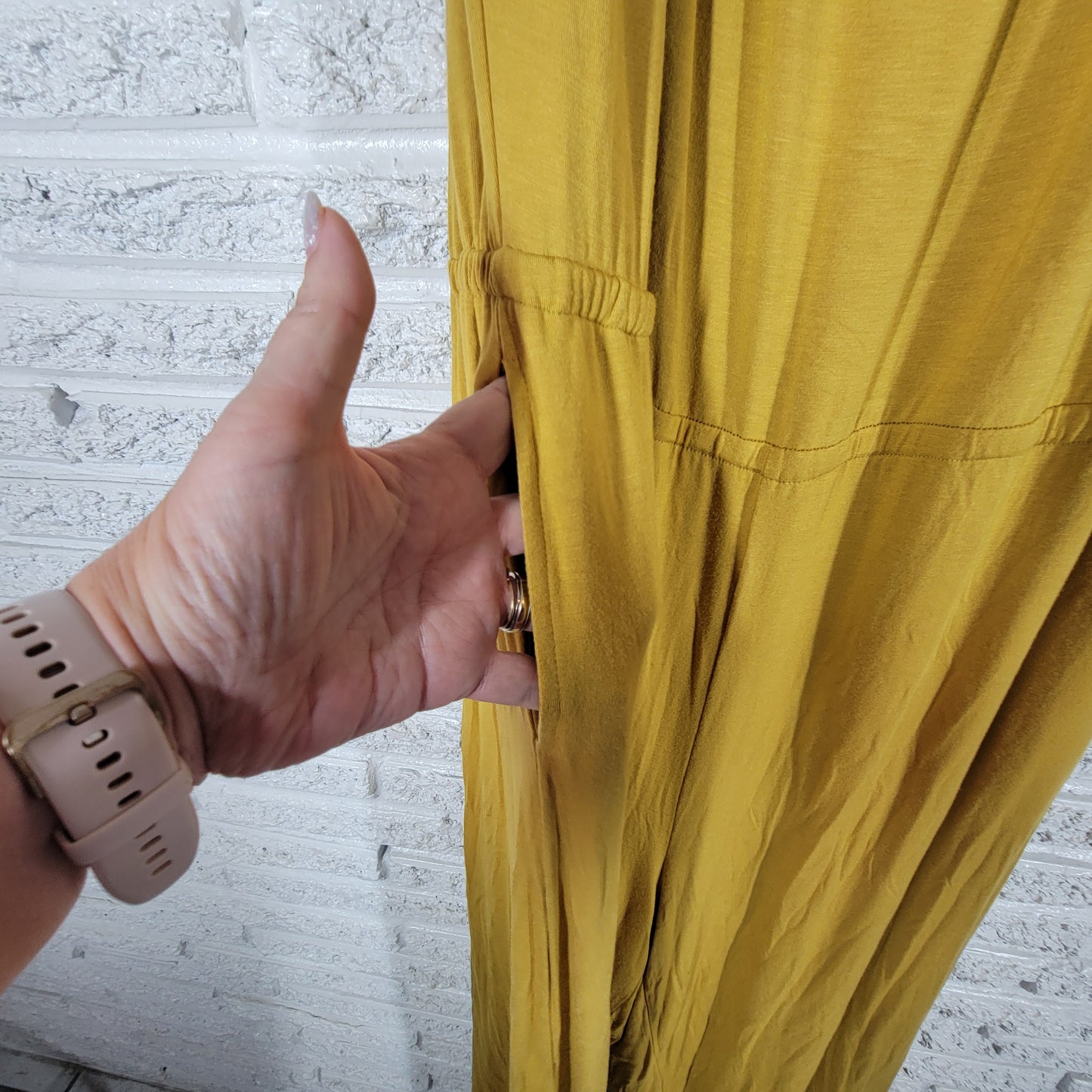 Ashley Stewart Jumpsuit Womens 30 32 Tall Gold Sleeveless Pockets SWE137E
