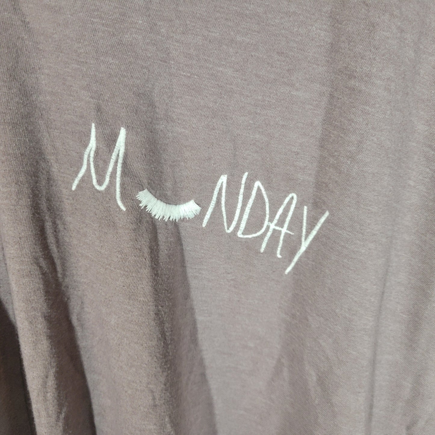Cacique Pajama Top 26/28 Gray Cotton Blend Monday Plus Sleep Embroidered B5E