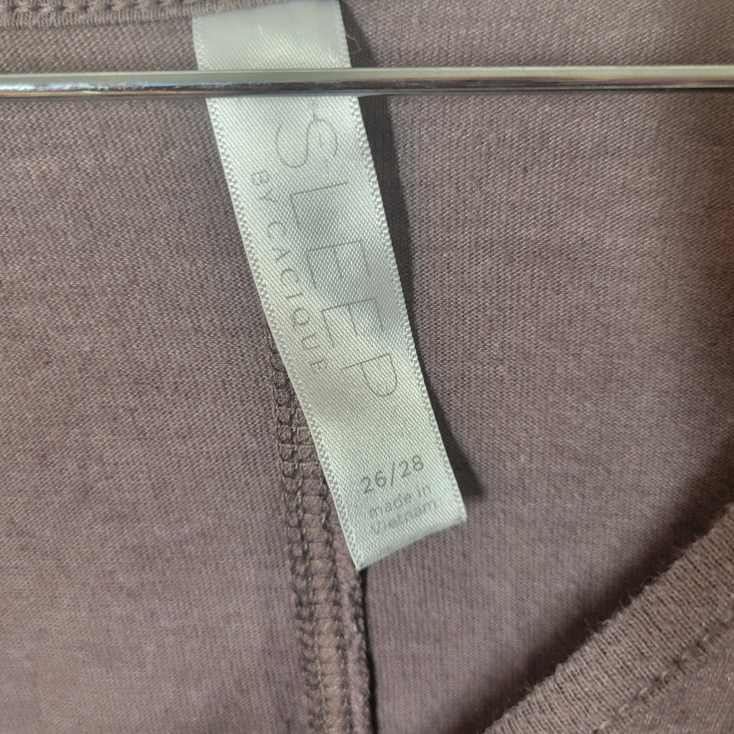 Cacique Pajama Top 26/28 Gray Cotton Blend Monday Plus Sleep Embroidered B5E