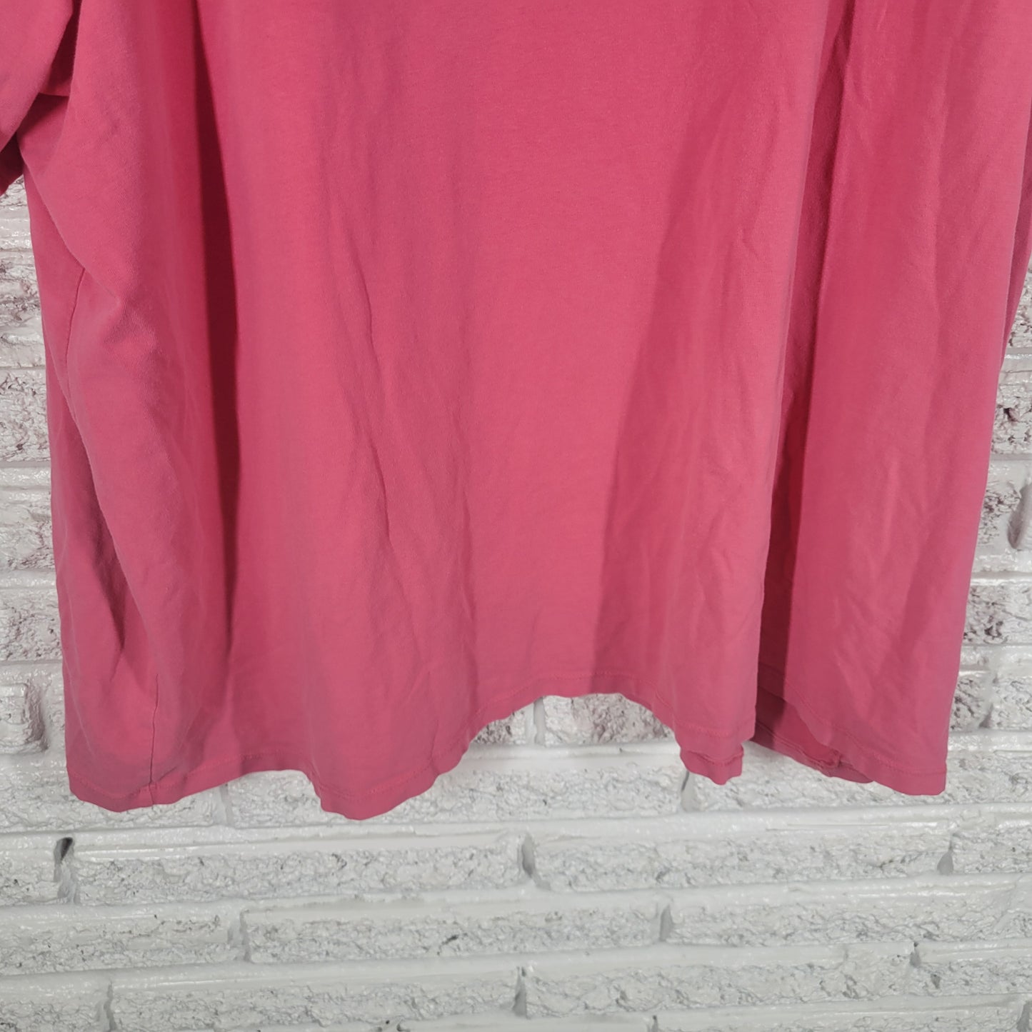 Liz & Me Pink Tee 3X Deco Neck Cotton Blend Shirt Short Sleeve Plus Size PIN1XE