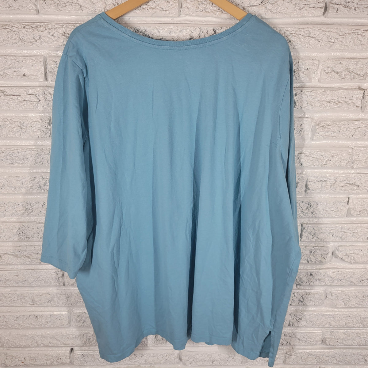 Woman Within Blue Tee 4X Cotton Plus Size V Neck T Shirt Short Sleeve BLU80E