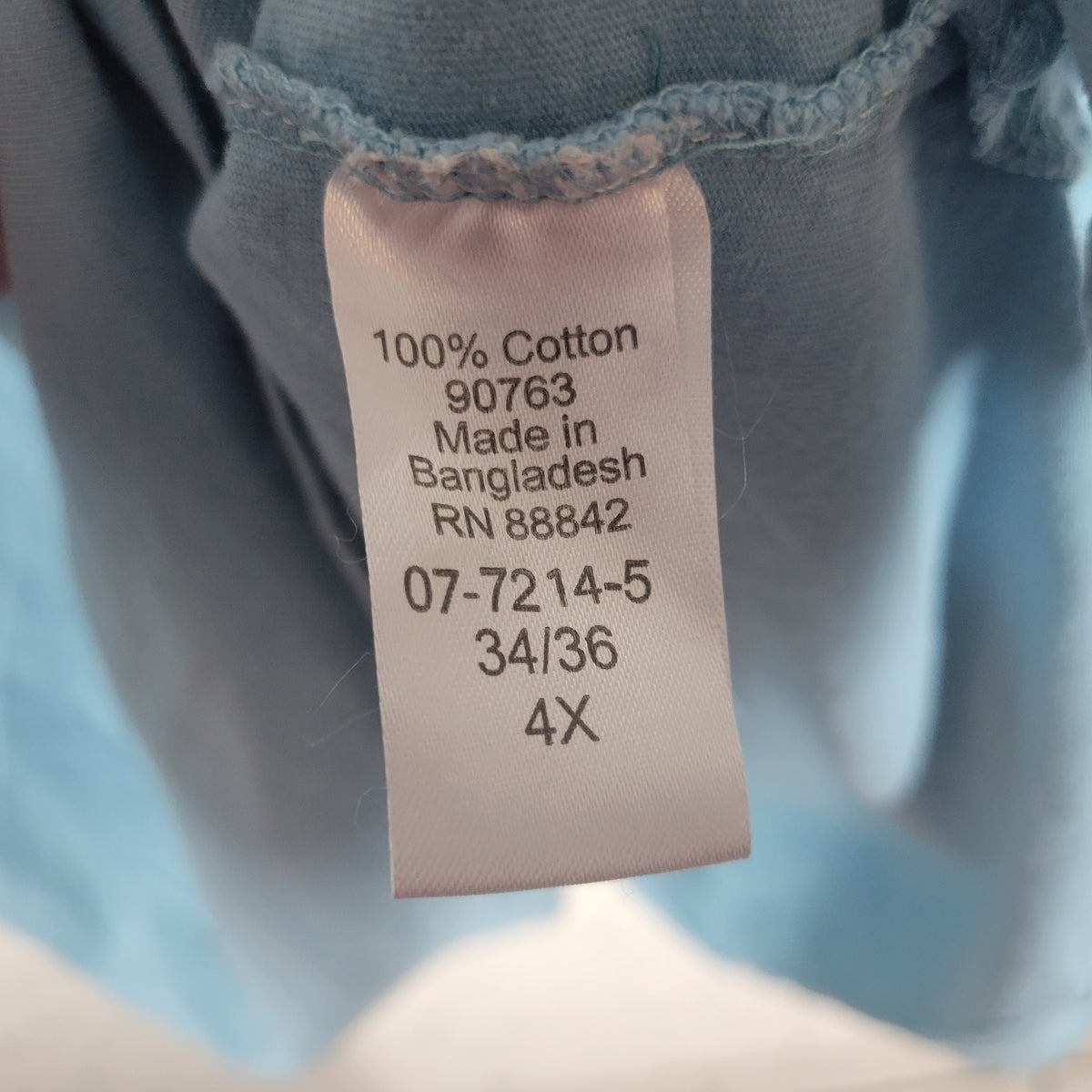 Woman Within Blue Tee 4X Cotton Plus Size V Neck T Shirt Short Sleeve BLU80E