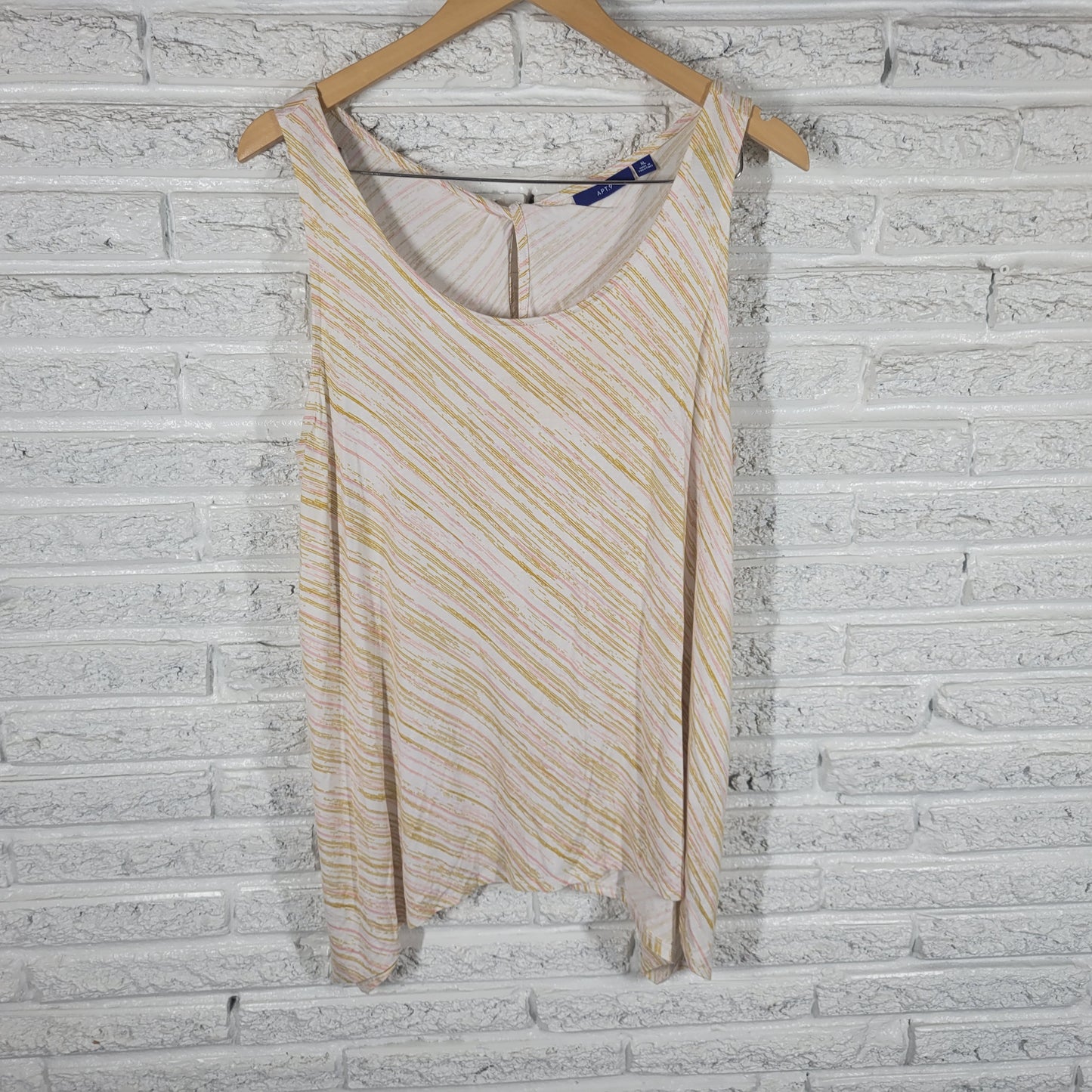 Apt 9 Women Tank Top XL Pink Gold Stripe Pullover Sleeveless Summer STR139E