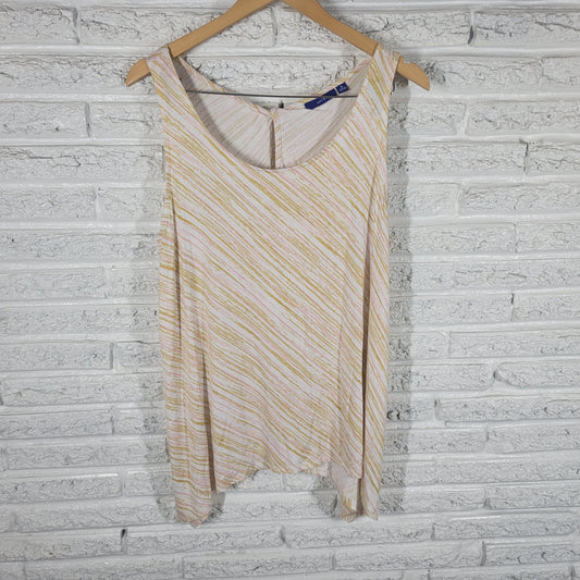 Apt 9 Women Tank Top XL Pink Gold Stripe Pullover Sleeveless Summer STR139E