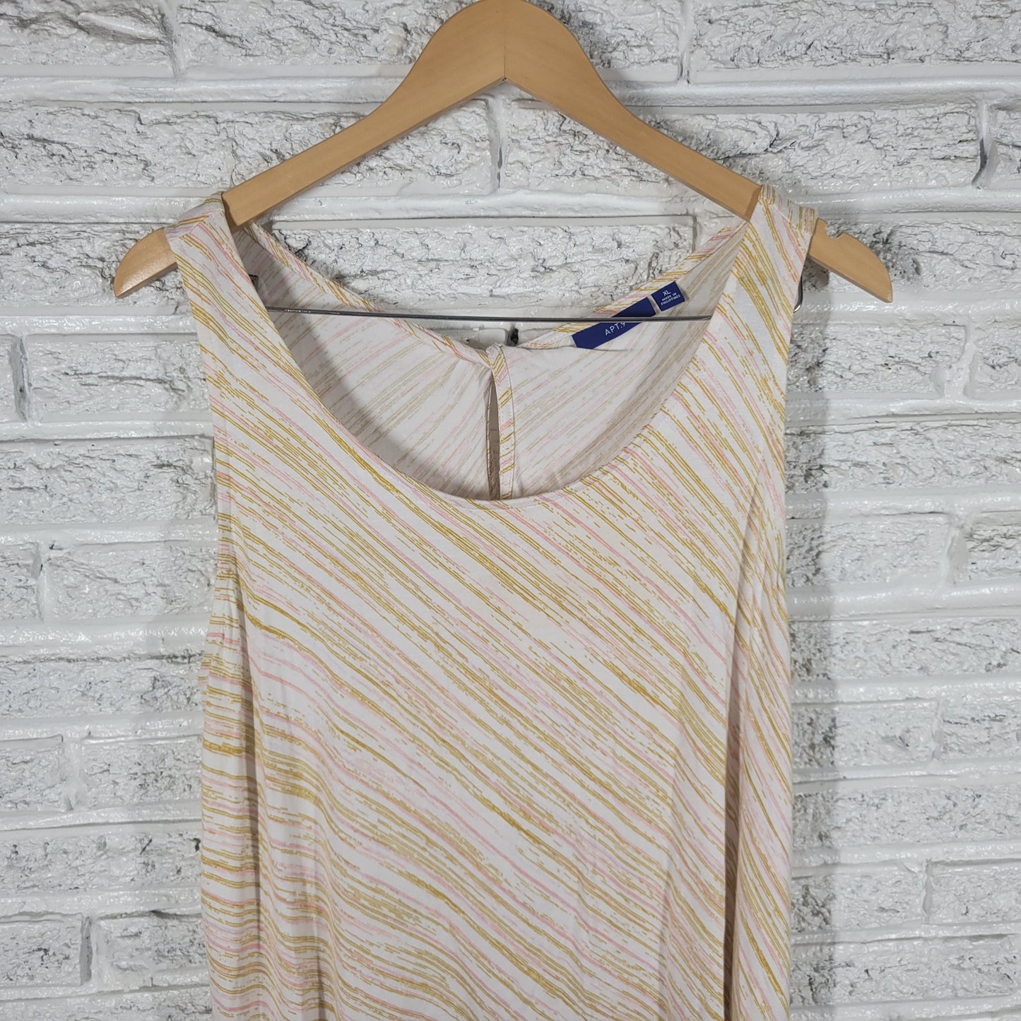 Apt 9 Women Tank Top XL Pink Gold Stripe Pullover Sleeveless Summer STR139E