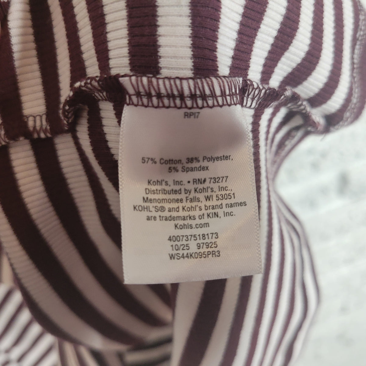 Sonoma Womens Knit Top 3X Burgundy White Striped V Neck Tank Cotton STR182XE