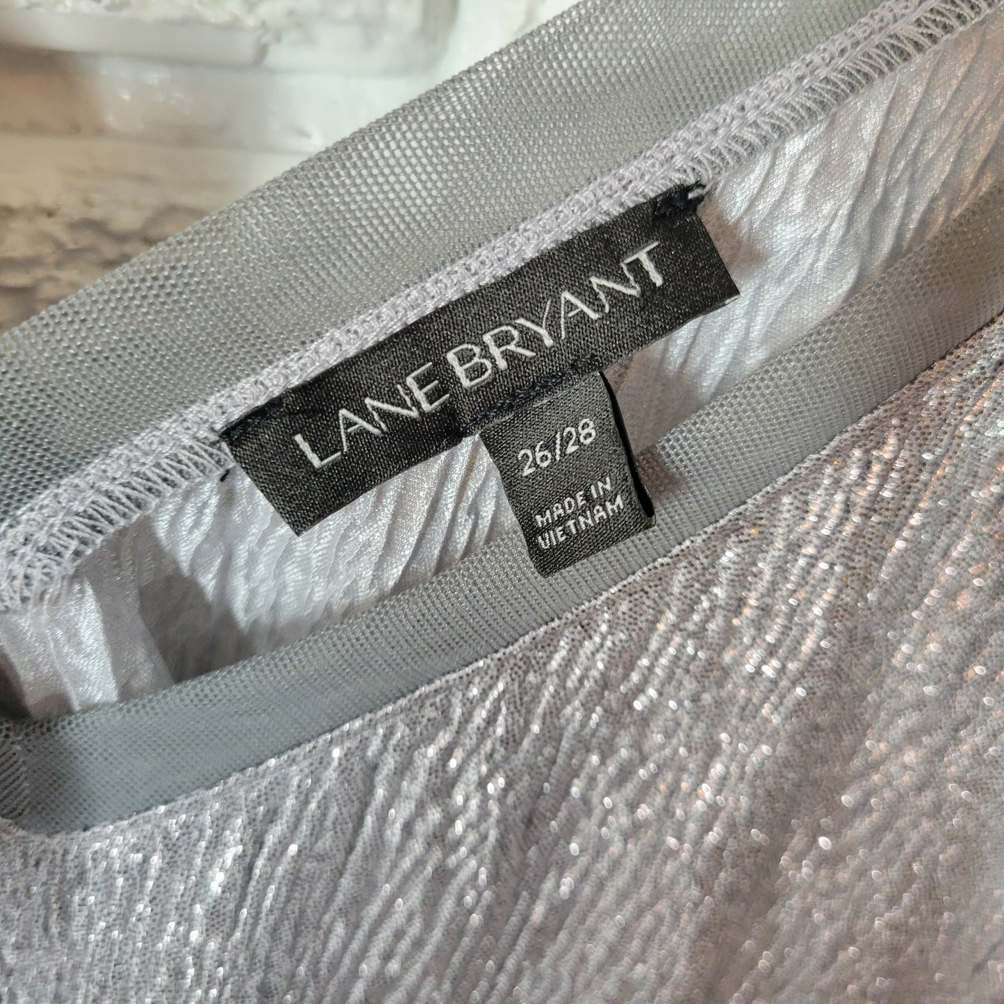 Lane Bryant Tank Top 26 28 Plus Size V Neck Silver Metallic Sparkle GRA35E