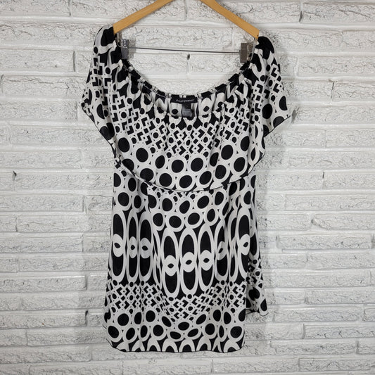 Ashley Stewart Dress/Tunic Plus Size 22 24 Black White Off Shoulder GEO136E