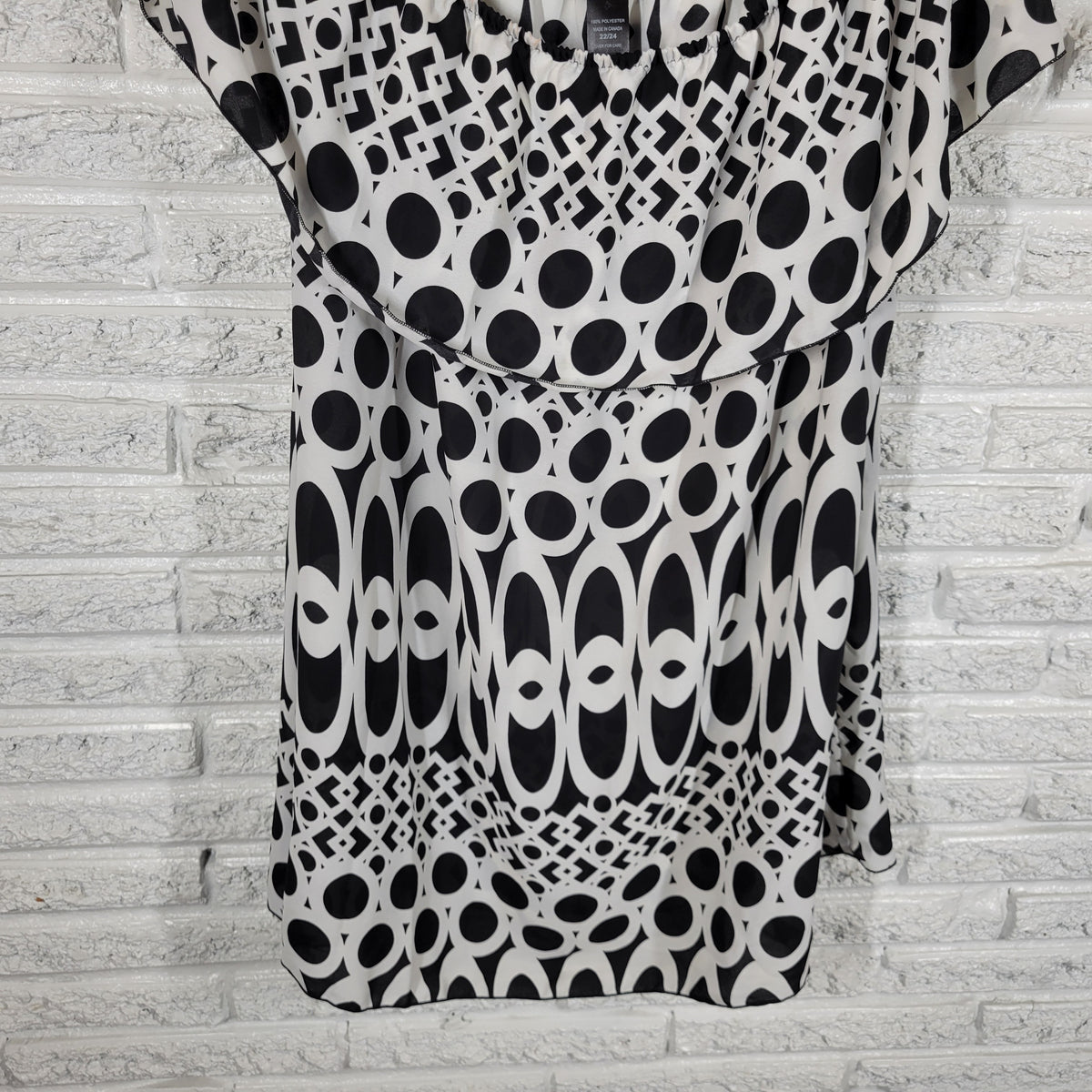 Ashley Stewart Dress/Tunic Plus Size 22 24 Black White Off Shoulder GEO136E