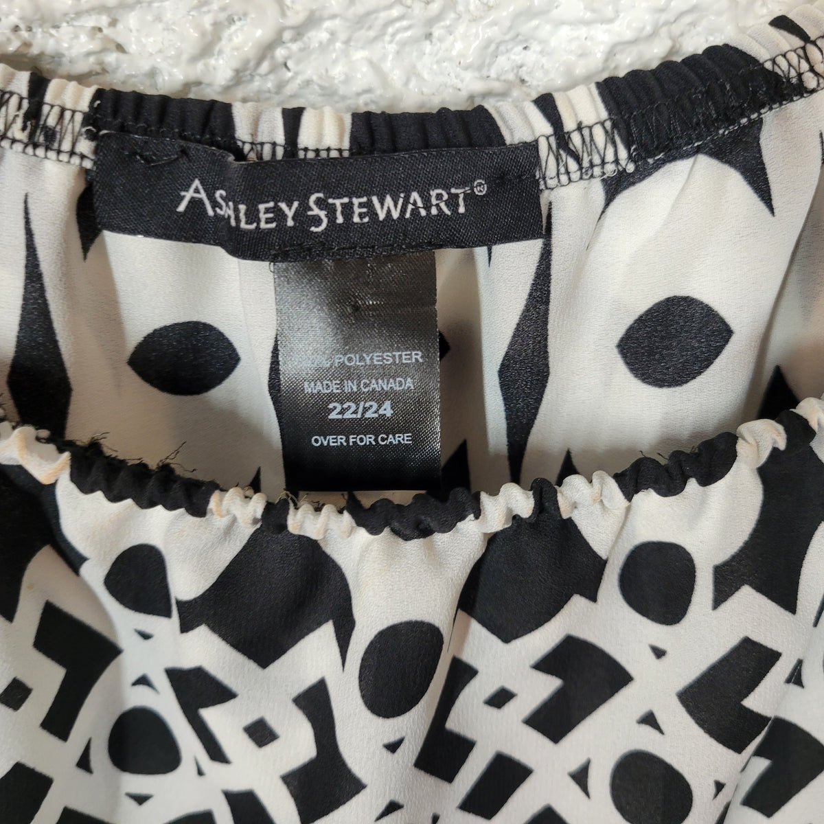 Ashley Stewart Dress/Tunic Plus Size 22 24 Black White Off Shoulder GEO136E