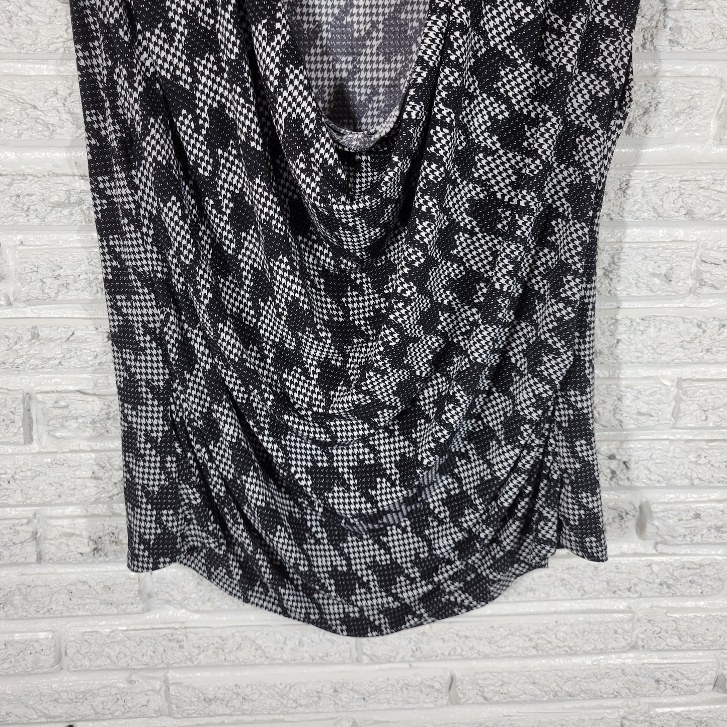 Lane Bryant Top Womens 18 20 Black White Houndstooth Boat Neck GEO128E