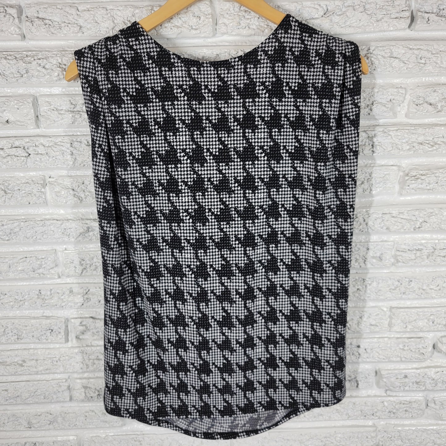 Lane Bryant Top Womens 18 20 Black White Houndstooth Boat Neck GEO128E