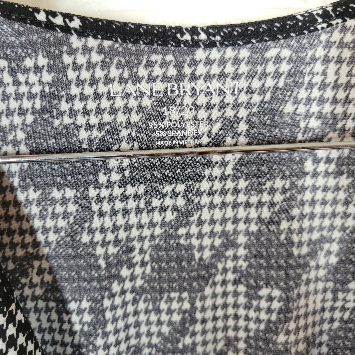 Lane Bryant Top Womens 18 20 Black White Houndstooth Boat Neck GEO128E