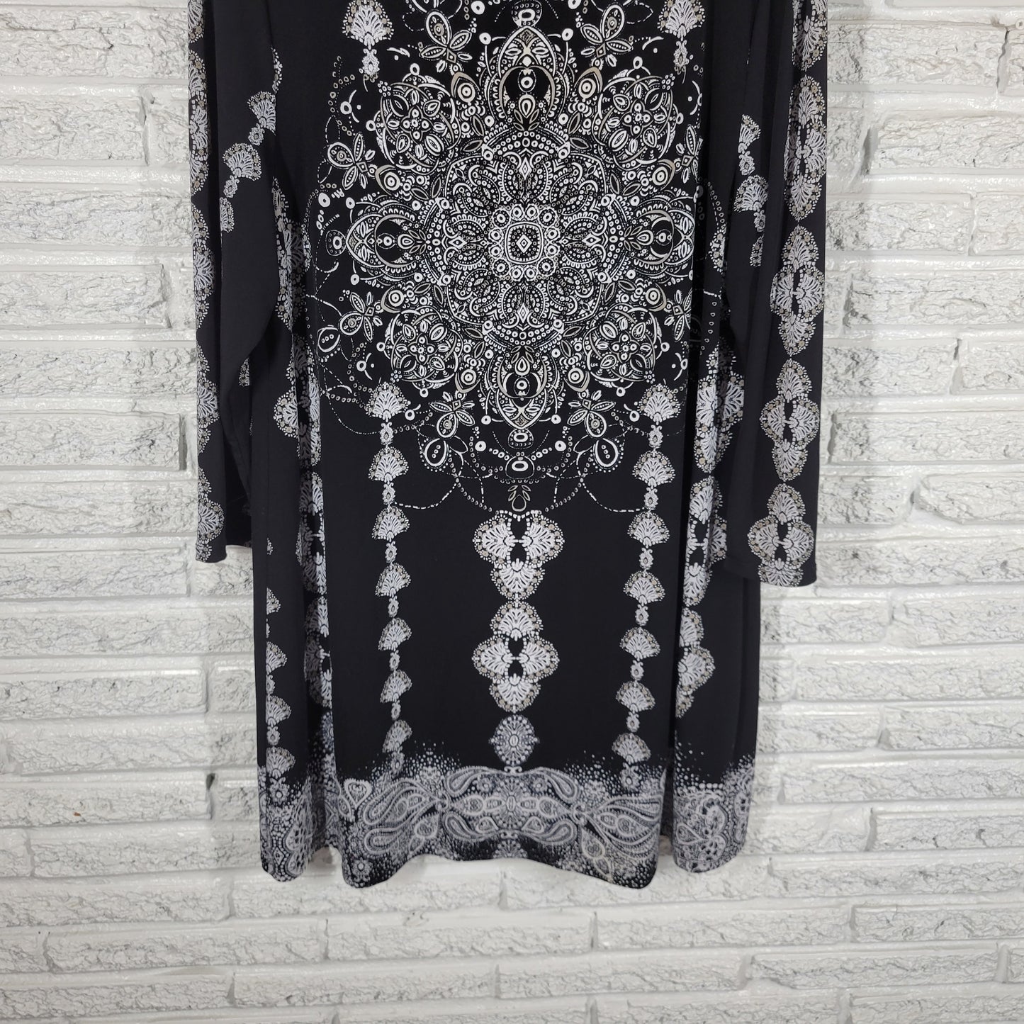 Style Co Dress Womens XL Black White Geometric 3/4 Sleeve Casual Mini GEO57XE