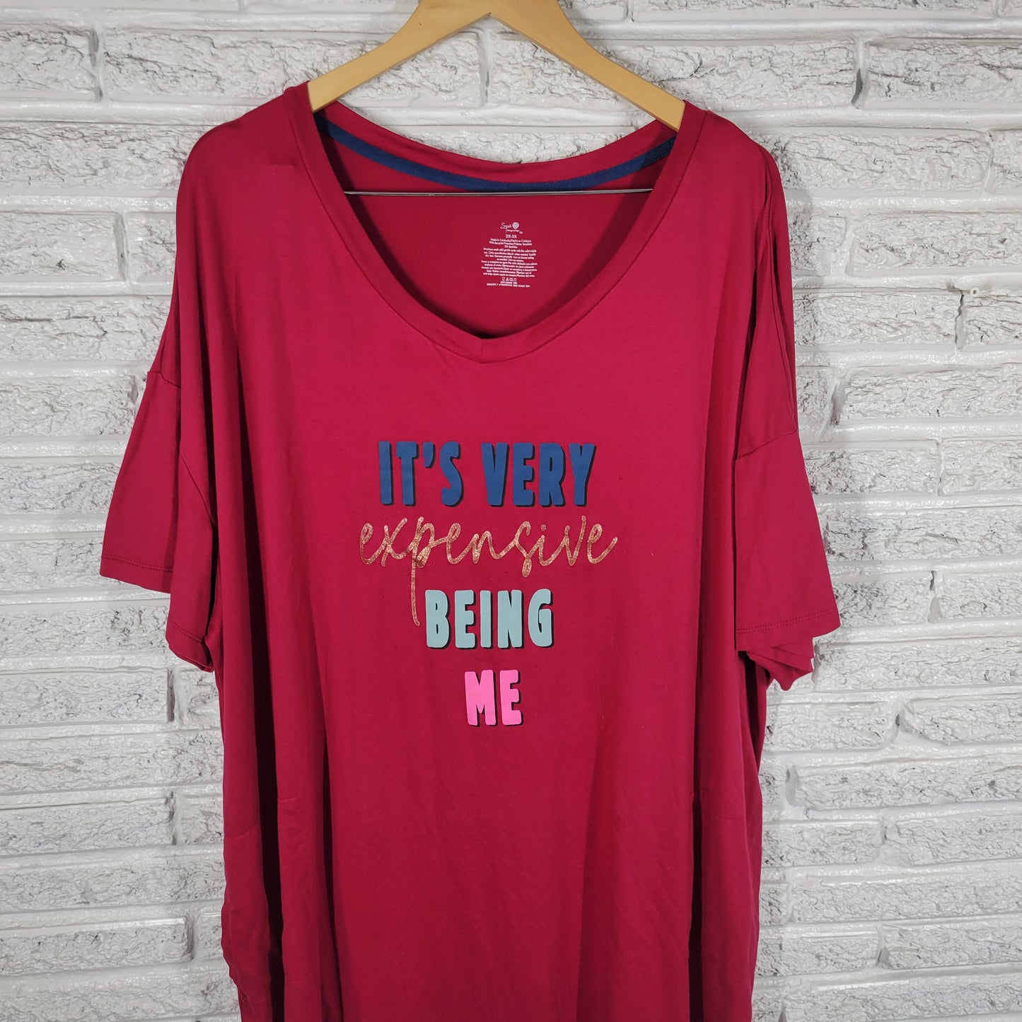 Secret Treasures Pajama Top Womens 2X 3X Plus Pink Glitter NOV137E