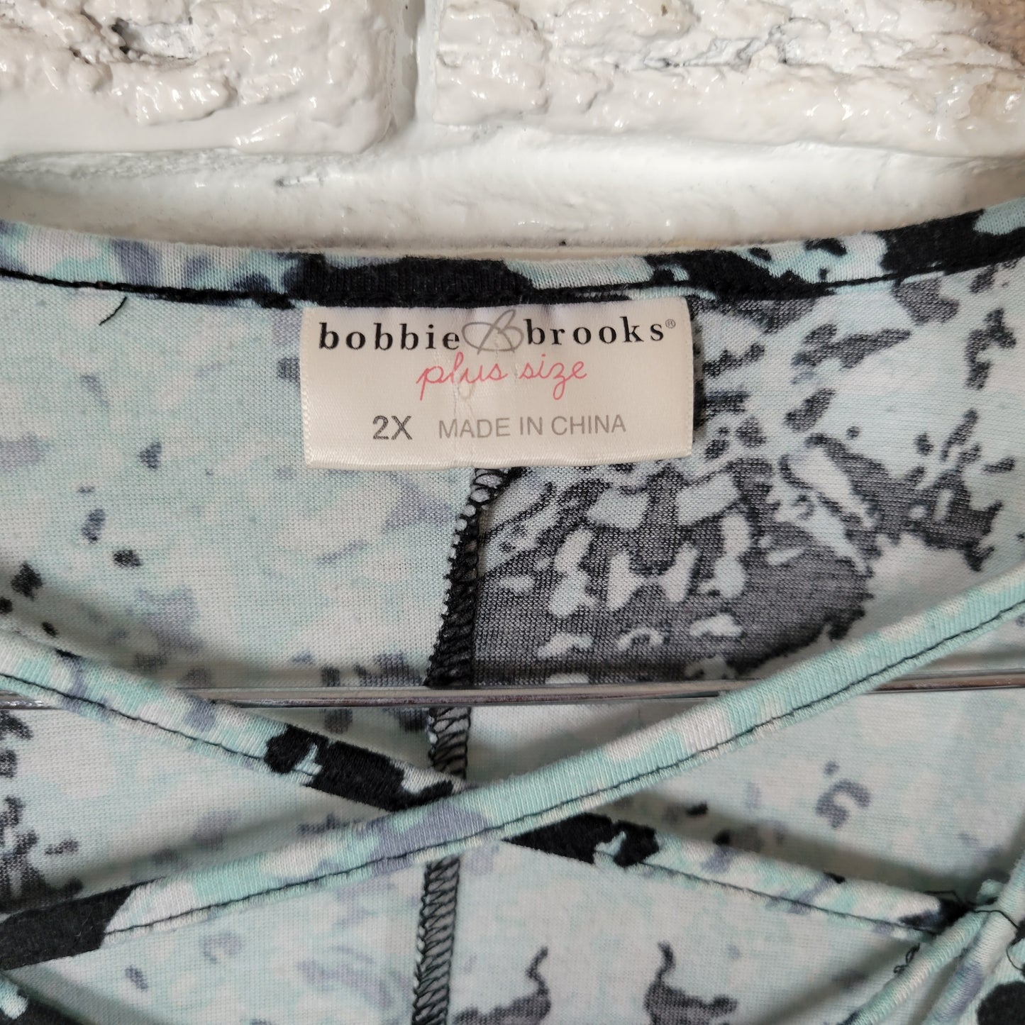 Bobbie Brooks Tunic Women 2X Blue Black Tie Dye V-Neck Sleeveless Casual A14E