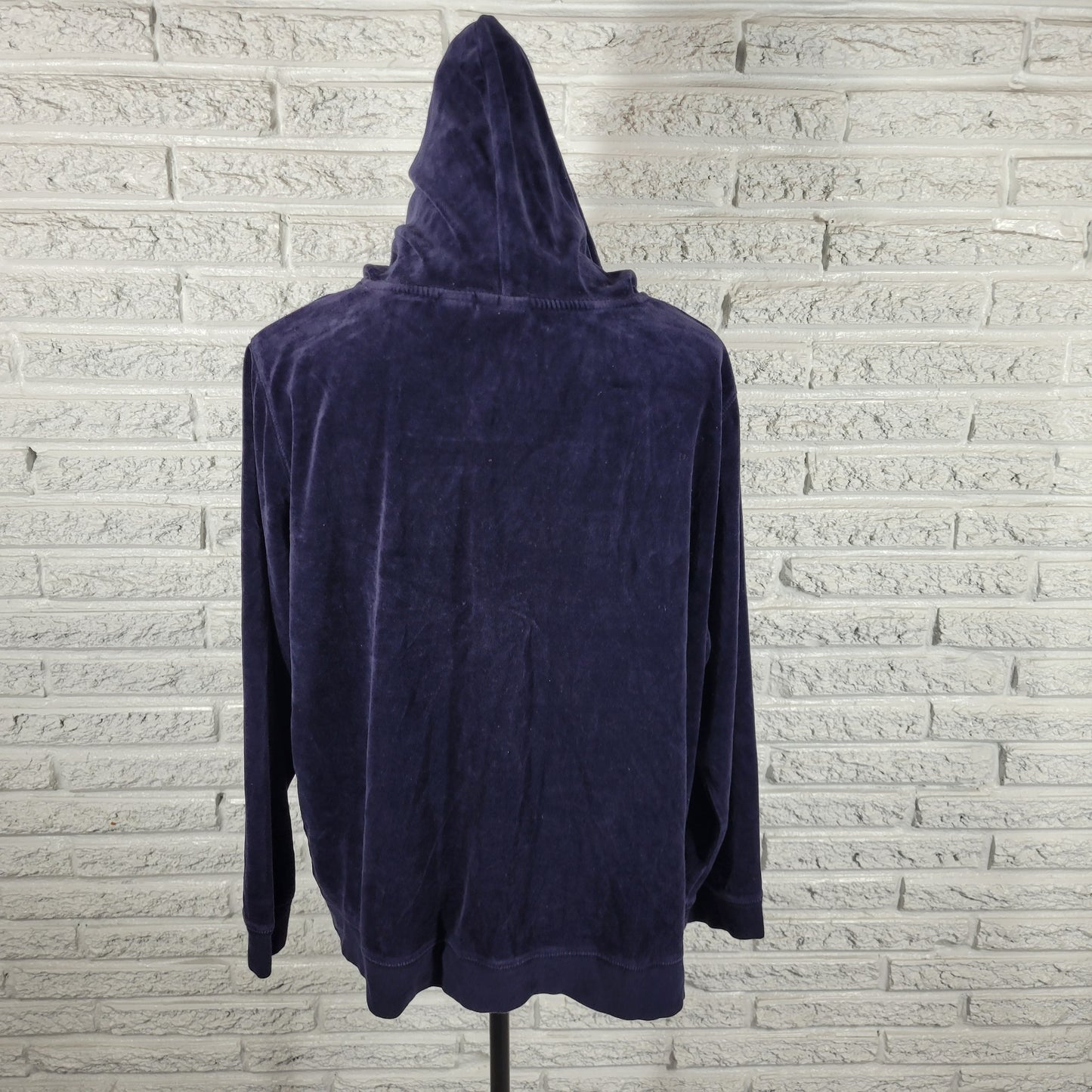 Liz Claiborne Villager Sport Women 2X Blue Velour Hoodie Jacket Full Zip BLU66E