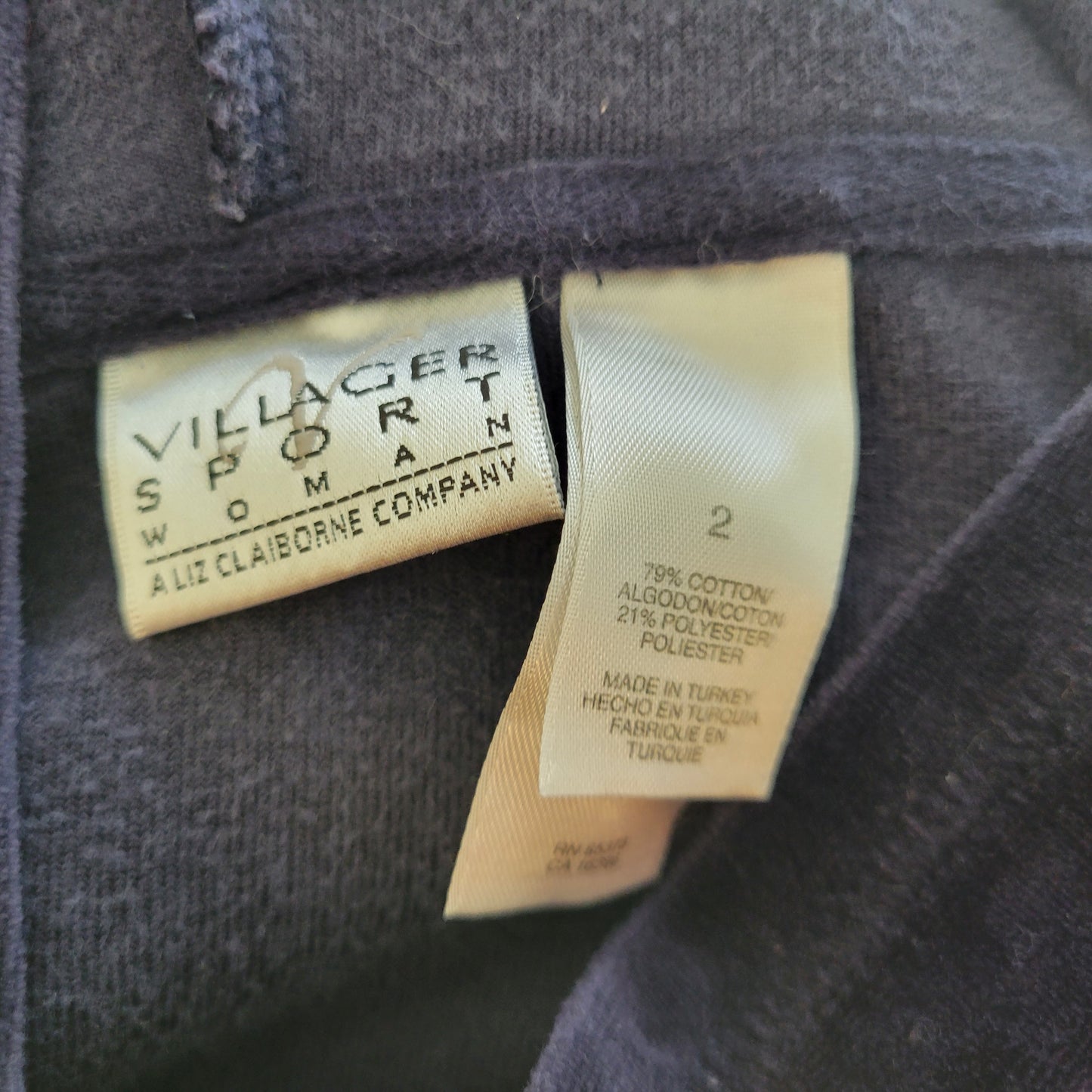 Liz Claiborne Villager Sport Women 2X Blue Velour Hoodie Jacket Full Zip BLU66E