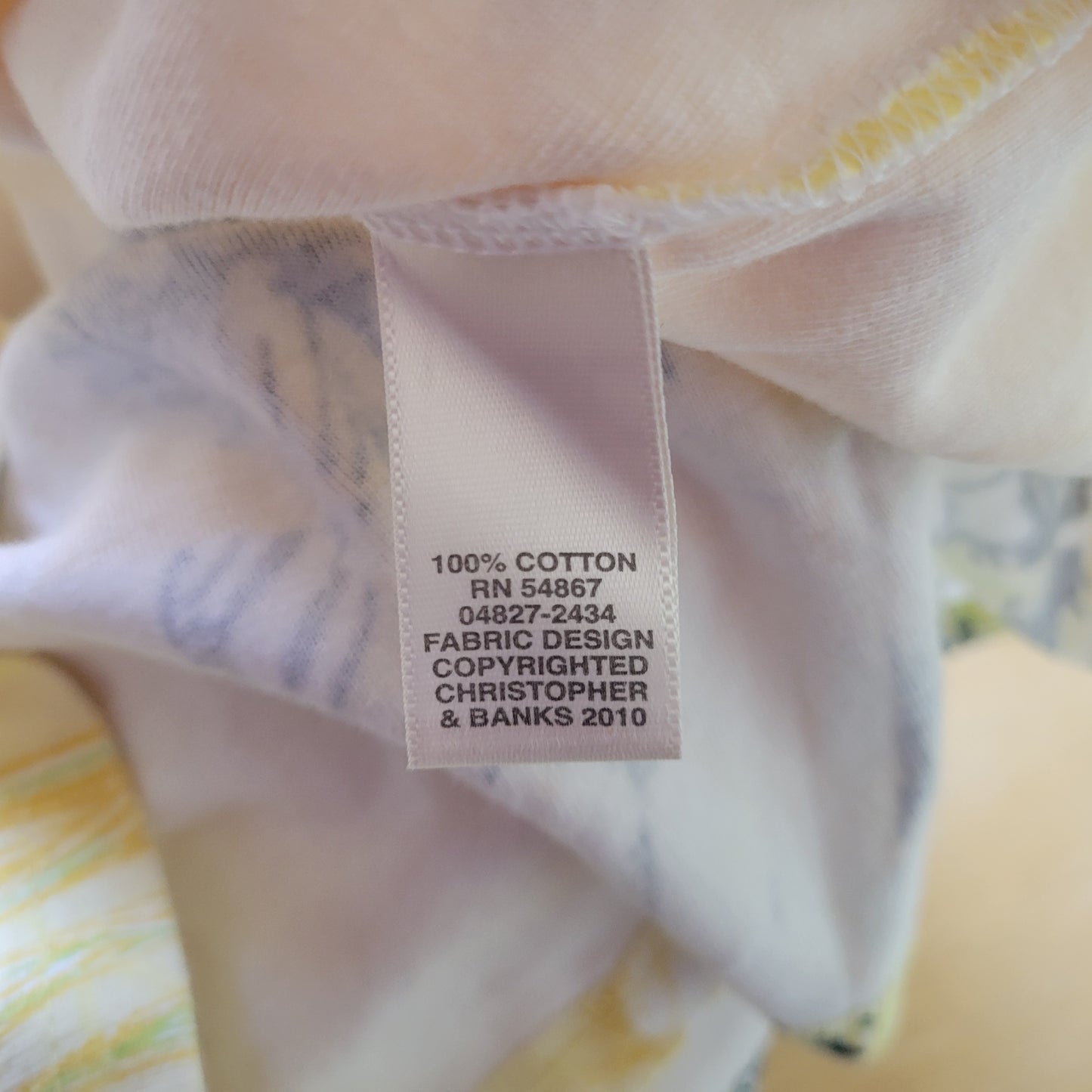 Christopher & Banks XL Shirt Yellow Butterfly Birdcage Floral Glitter Top YEL1E