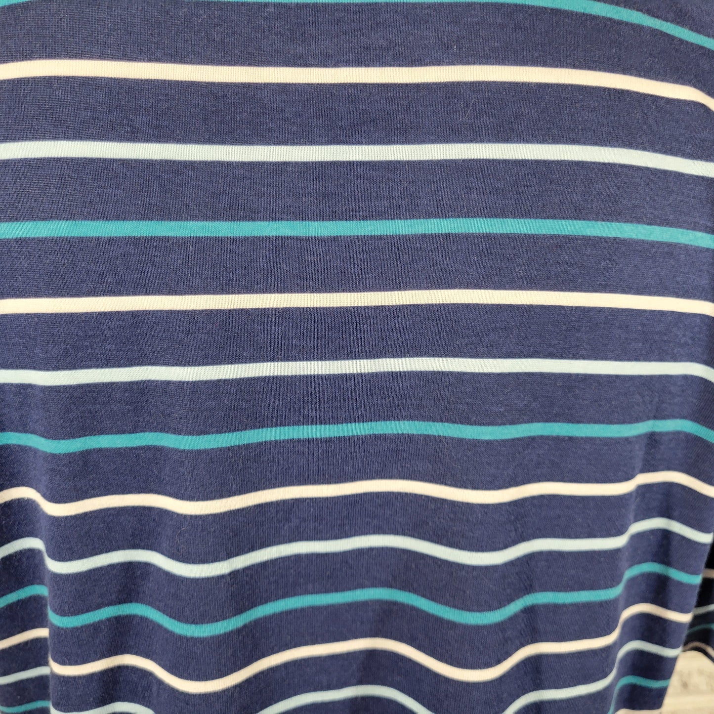 Croft Barrow Womens Tee 1X Blue White Striped Cotton V-Neck Shirt STR65XE