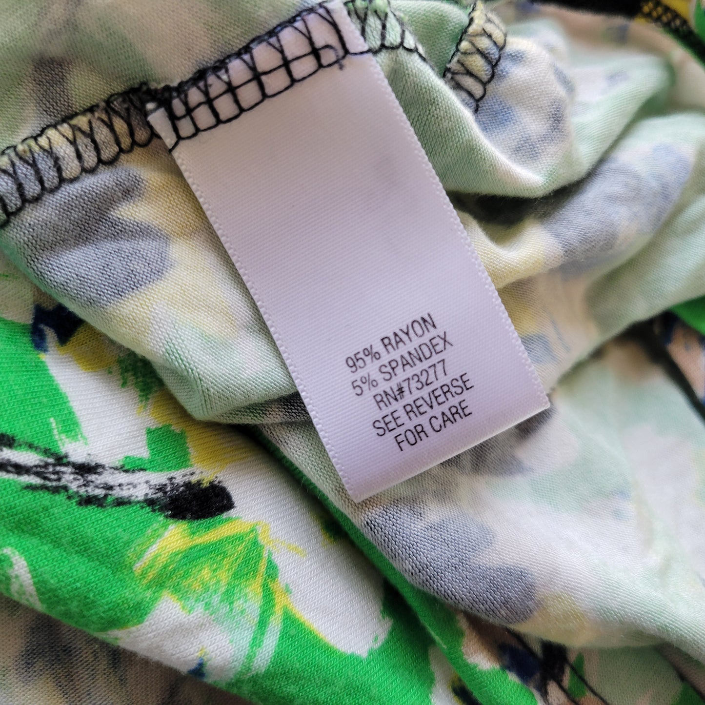 Dana Buchman Womens Top XL Green Yellow Watercolor V-Neck 3/4 Sleeve WAT98E