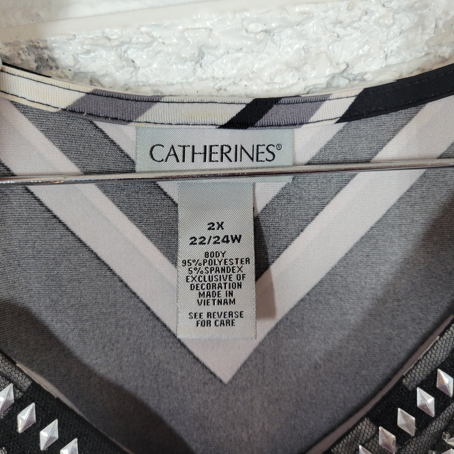 Catherines Dress 2X Black Gray Geometric Tank Maxi V-Neck Studded Sequin GEO189E
