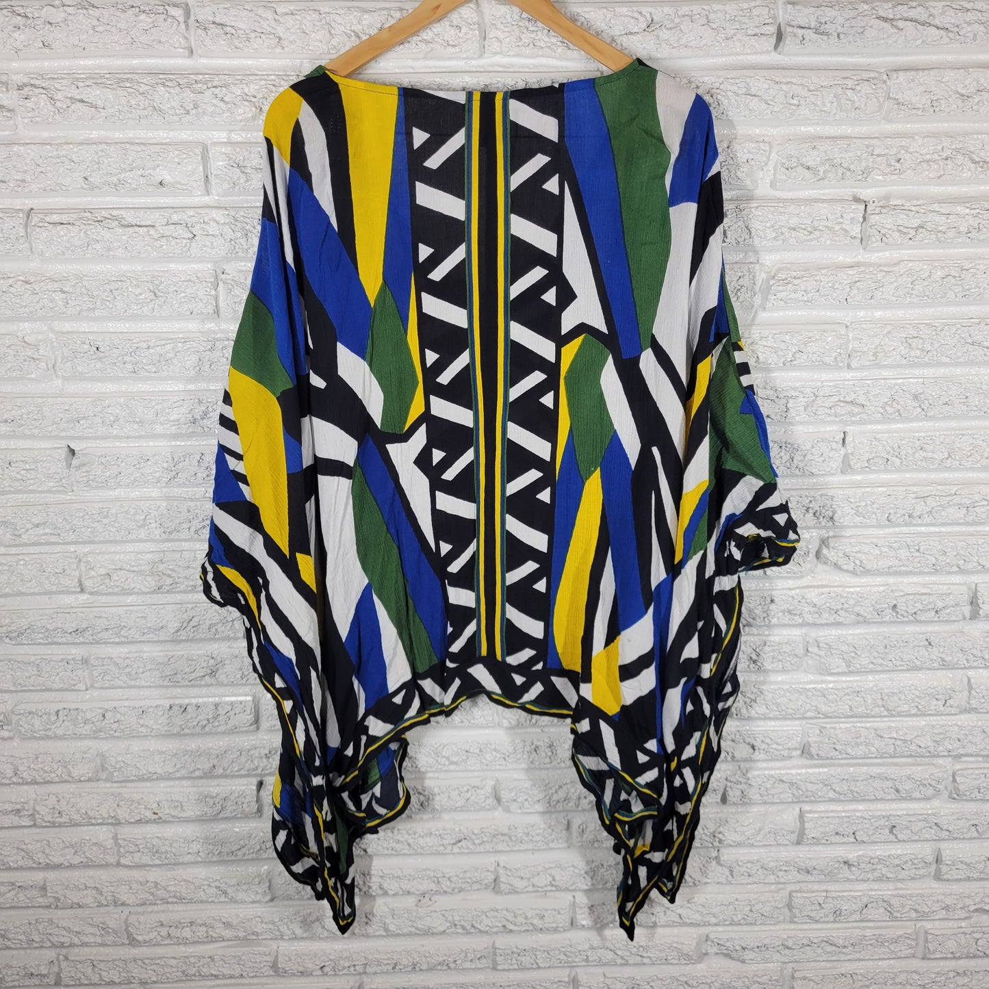 Ashley Stewart Womens 22/24 Poncho Kimono Top Lace Up Geometric Blouse GEO167E