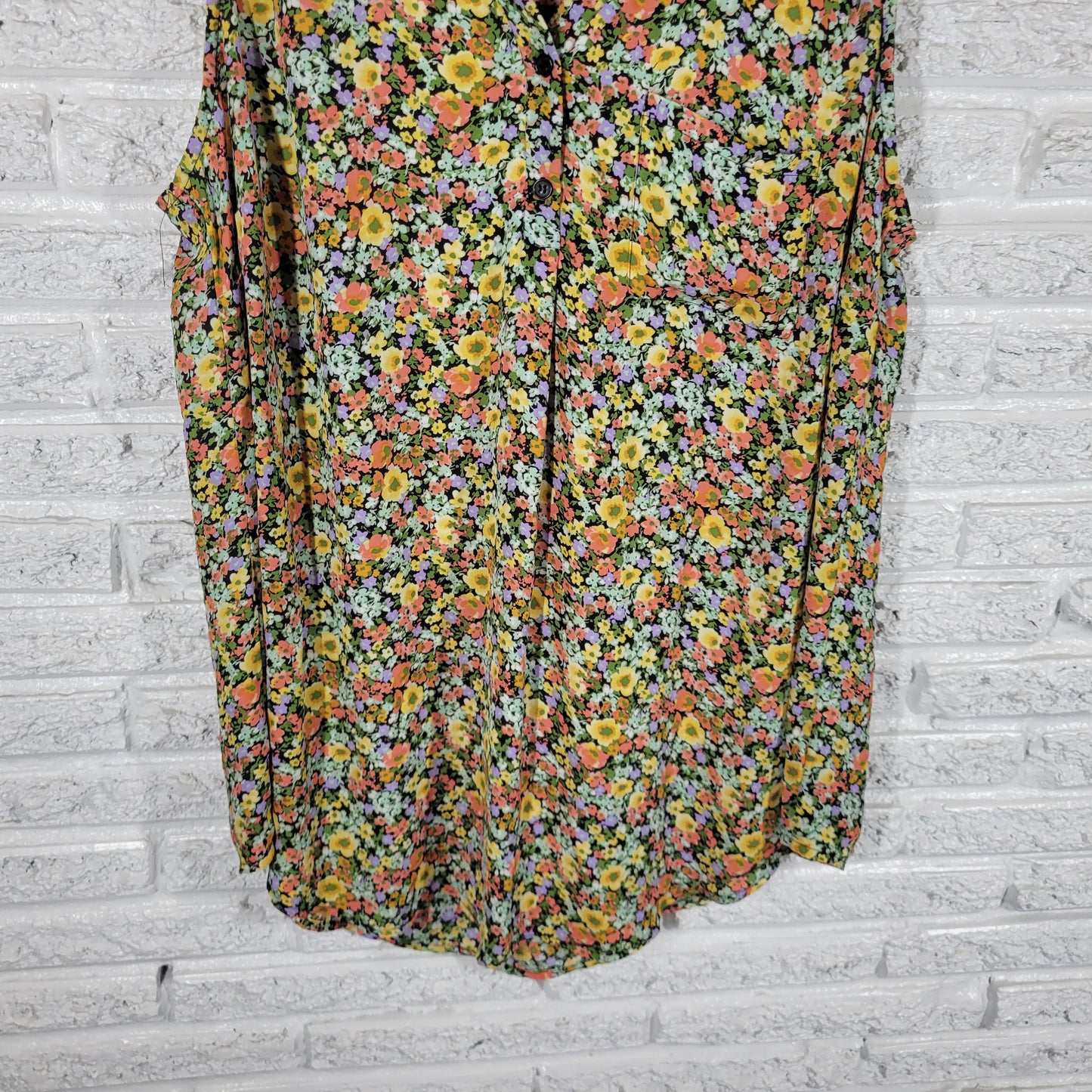 Tacera Womens Tunic Blouse 2X Floral V-Neck Sleeveless Lightweight FLO164E